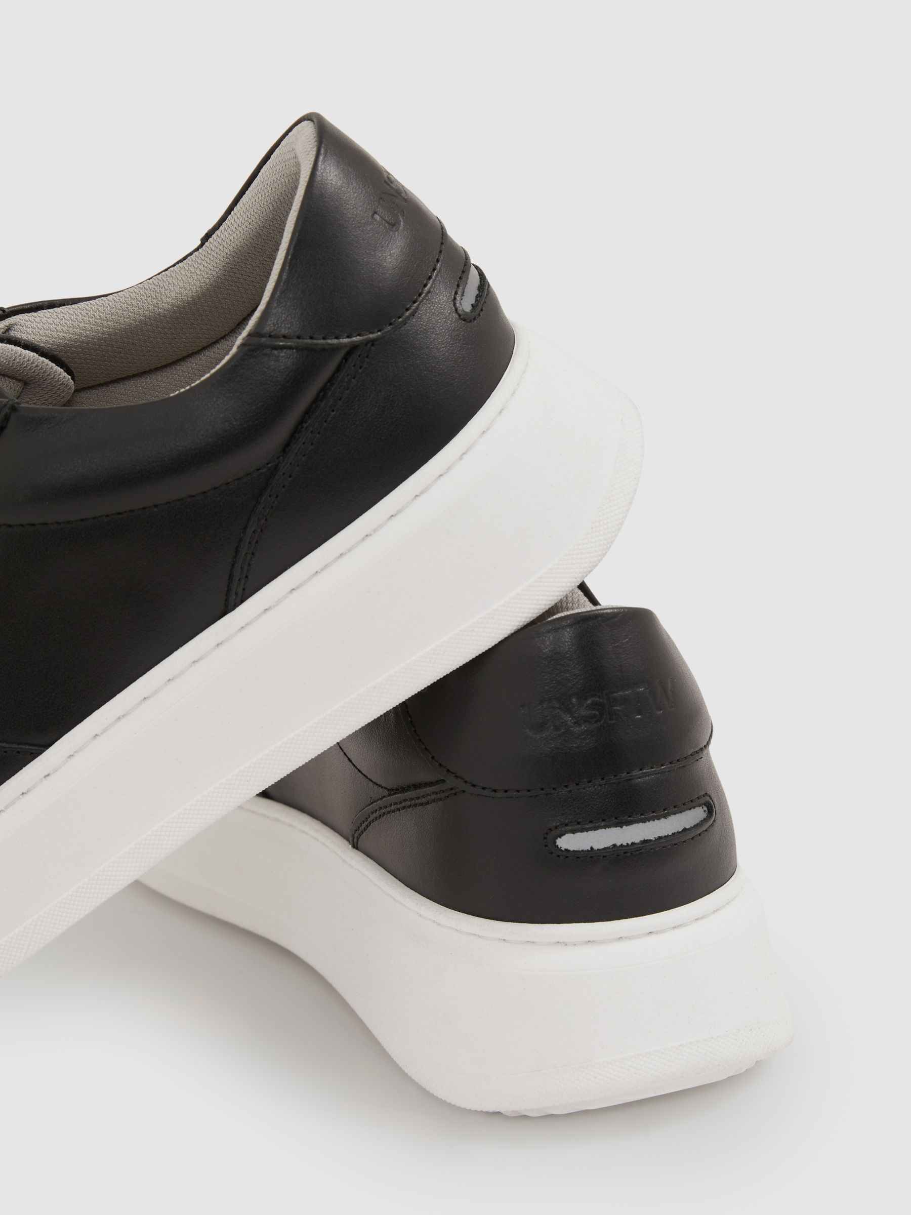 Unseen Footwear Suede Marais Trainers in Black/White - Image 4 of 4