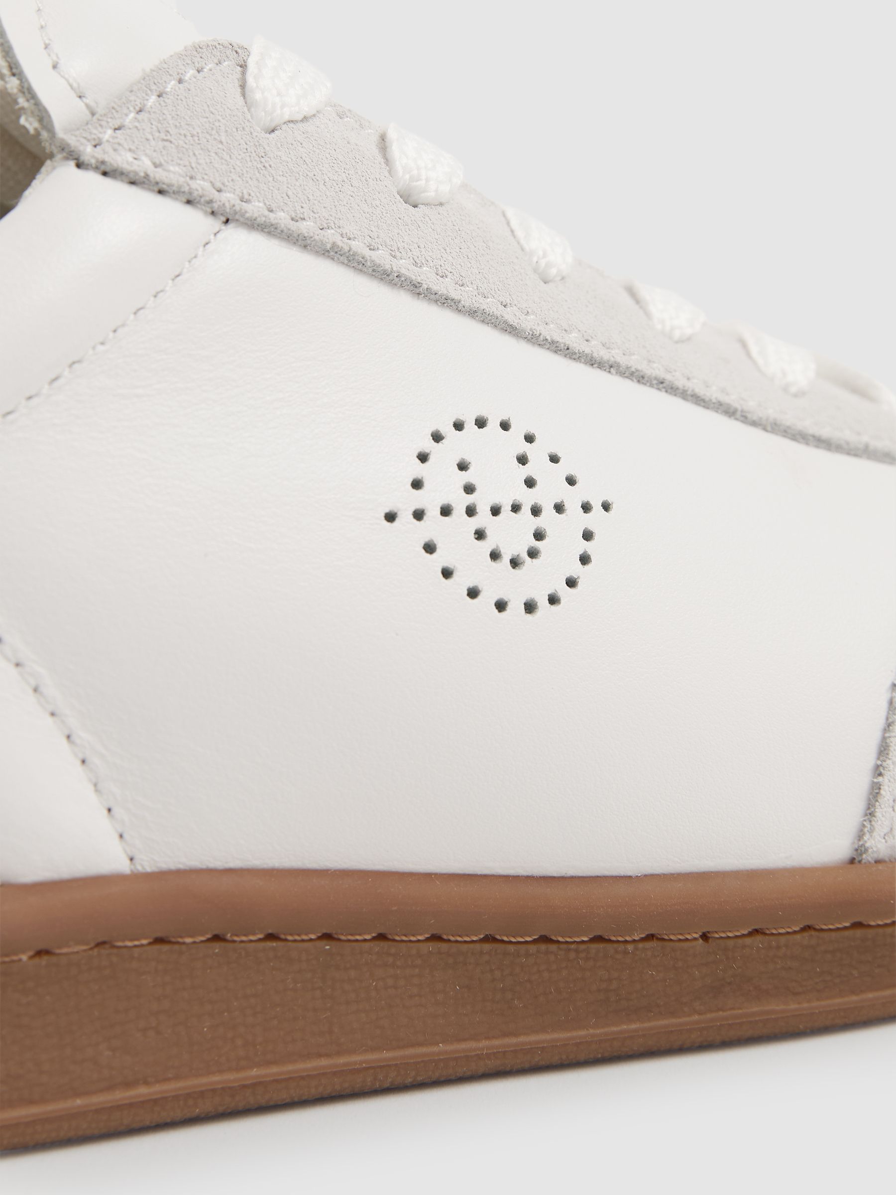 Unseen Leather Suede Court Trainers in White - Image 4 of 4