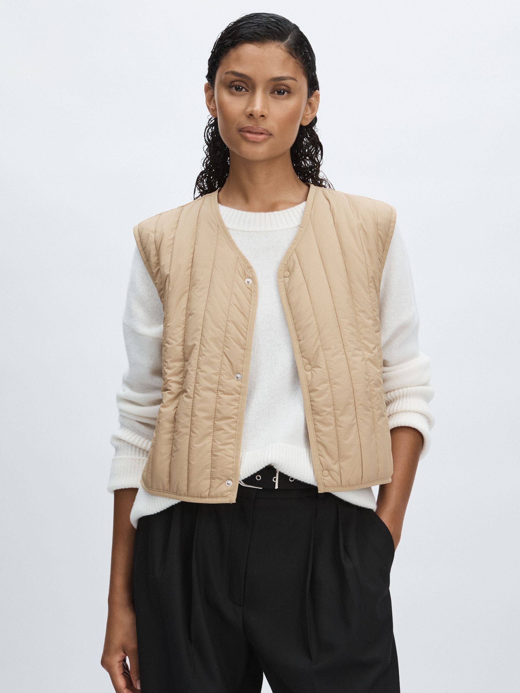 Rains Quilted Shell Gilet in Sand - Image 1 of 6