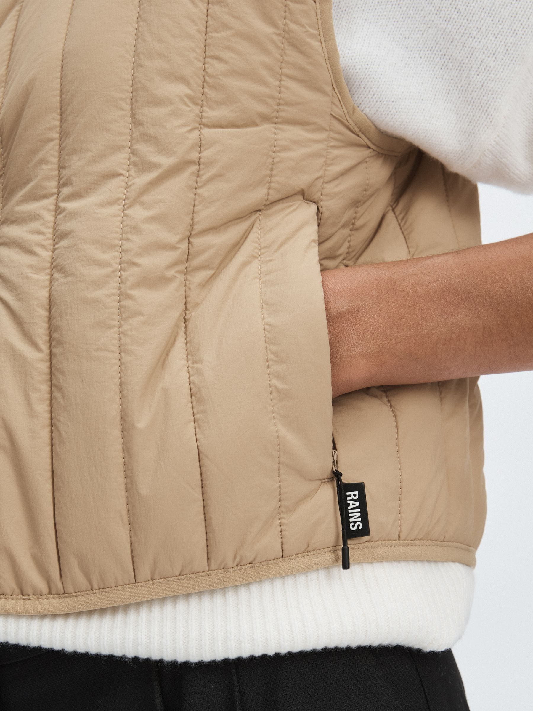 Rains Quilted Shell Gilet in Sand - Image 4 of 6