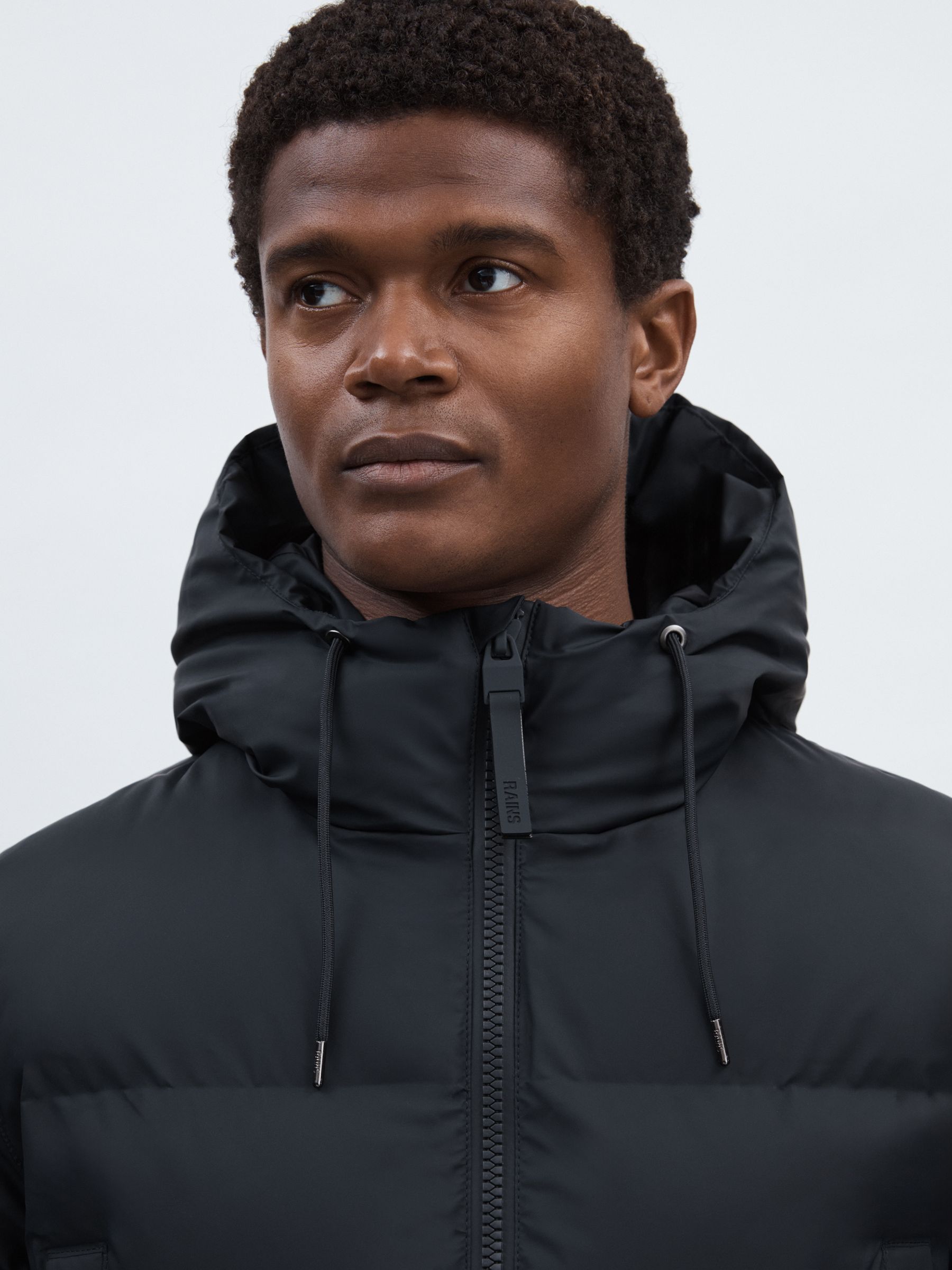 Rains Long Puffer Cargo Jacket in Navy Blue - Image 4 of 6