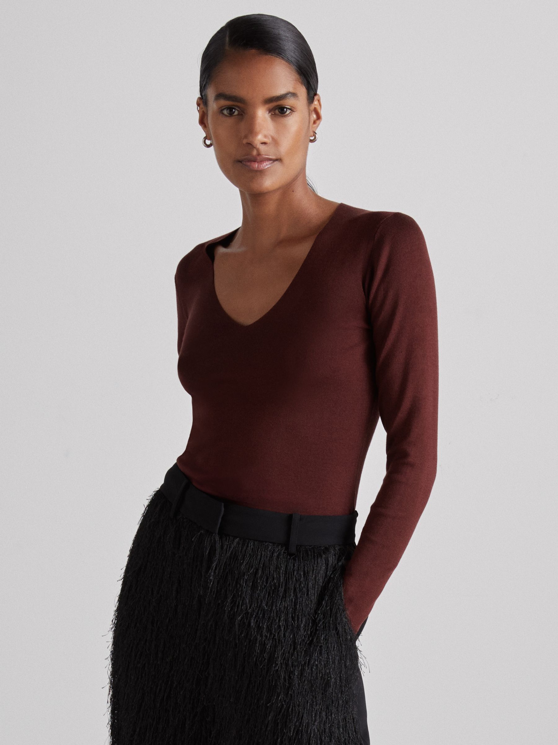 Atelier Knitted Silk-Blend Top in Oxblood - Image 5 of 8