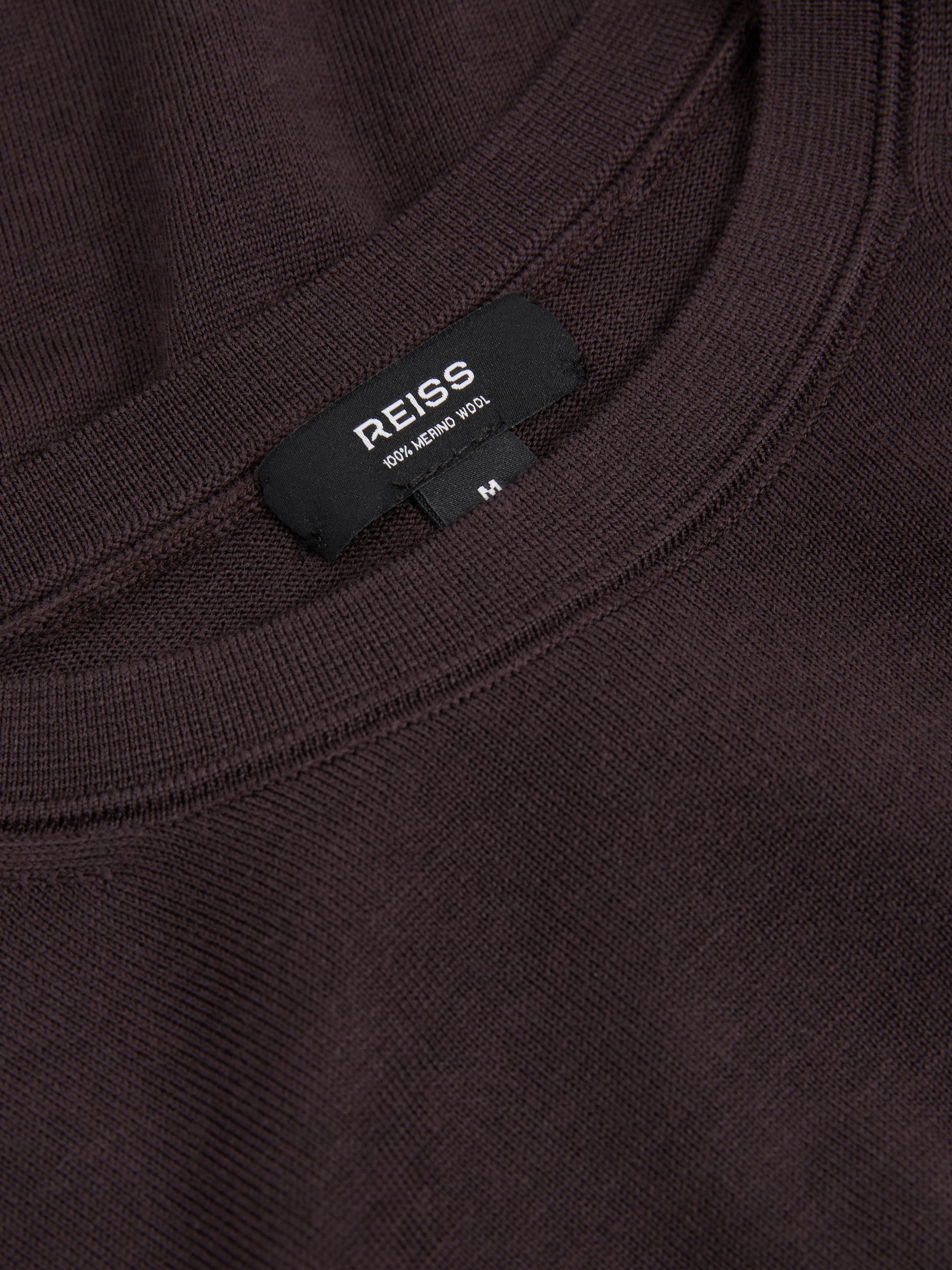 Merino Wool Crew Neck Jumper in Dark Bordeaux - Image 6 of 6