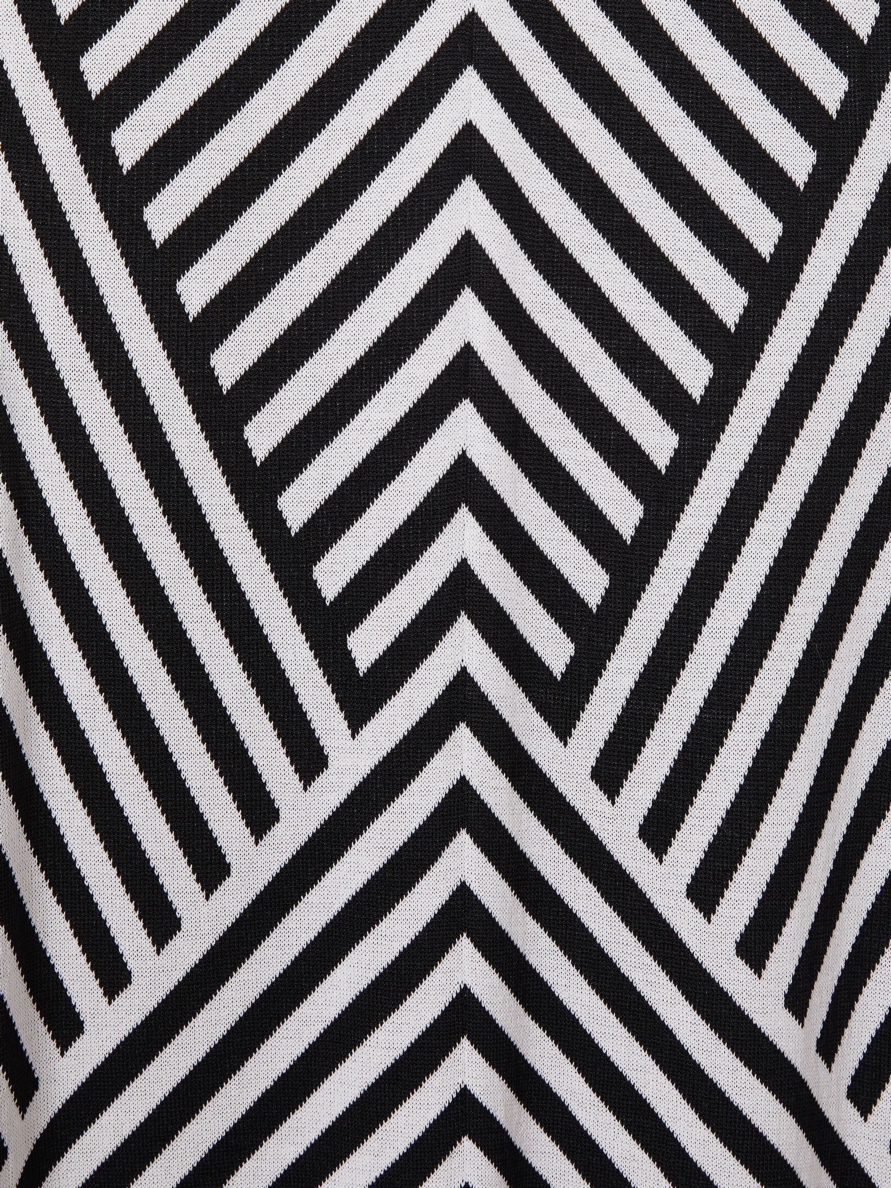 Knitted Striped Midi Dress in Black/Ivory - Image 6 of 6