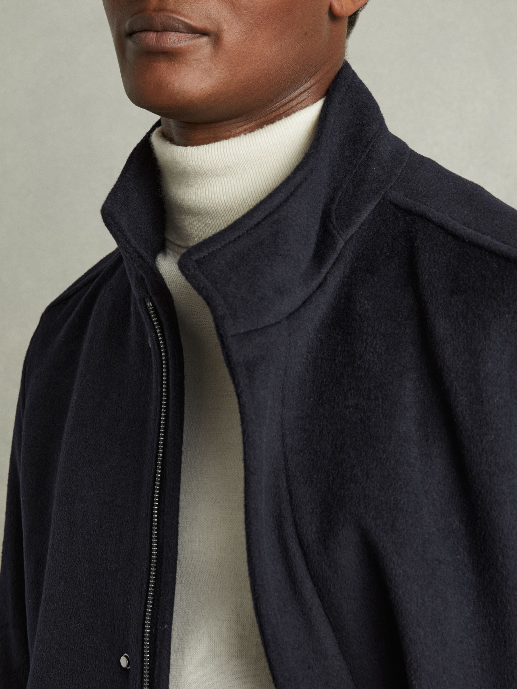 Wool-Blend Hybrid Coat in Navy - Image 4 of 6