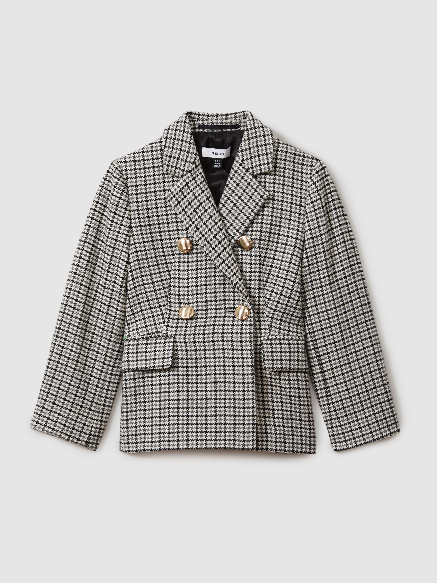 9-13 yrs Checked Double Breasted Suit Blazer in Black - Image 2 of 4