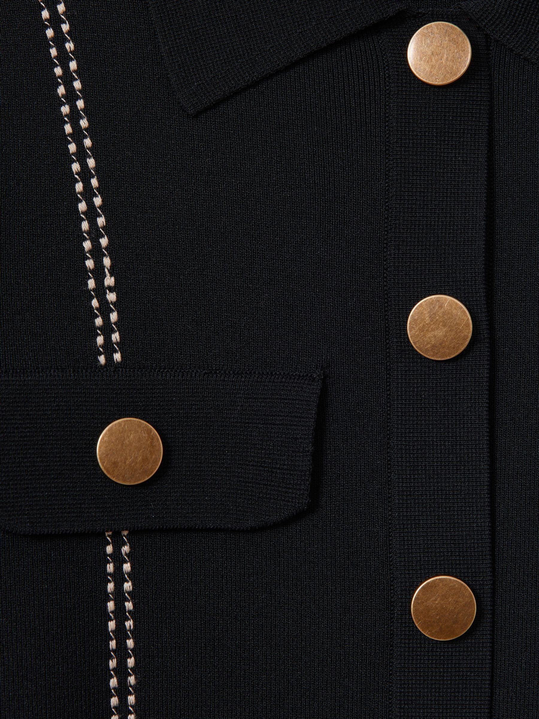 Knitted Contrast Seam Mini Dress in Black - Image 6 of 6