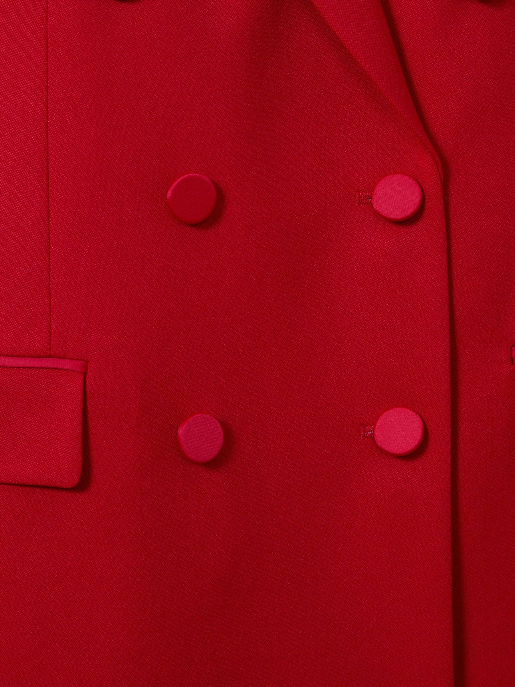 Wool Blend Double Breasted Tux Blazer in Red - Image 6 of 6