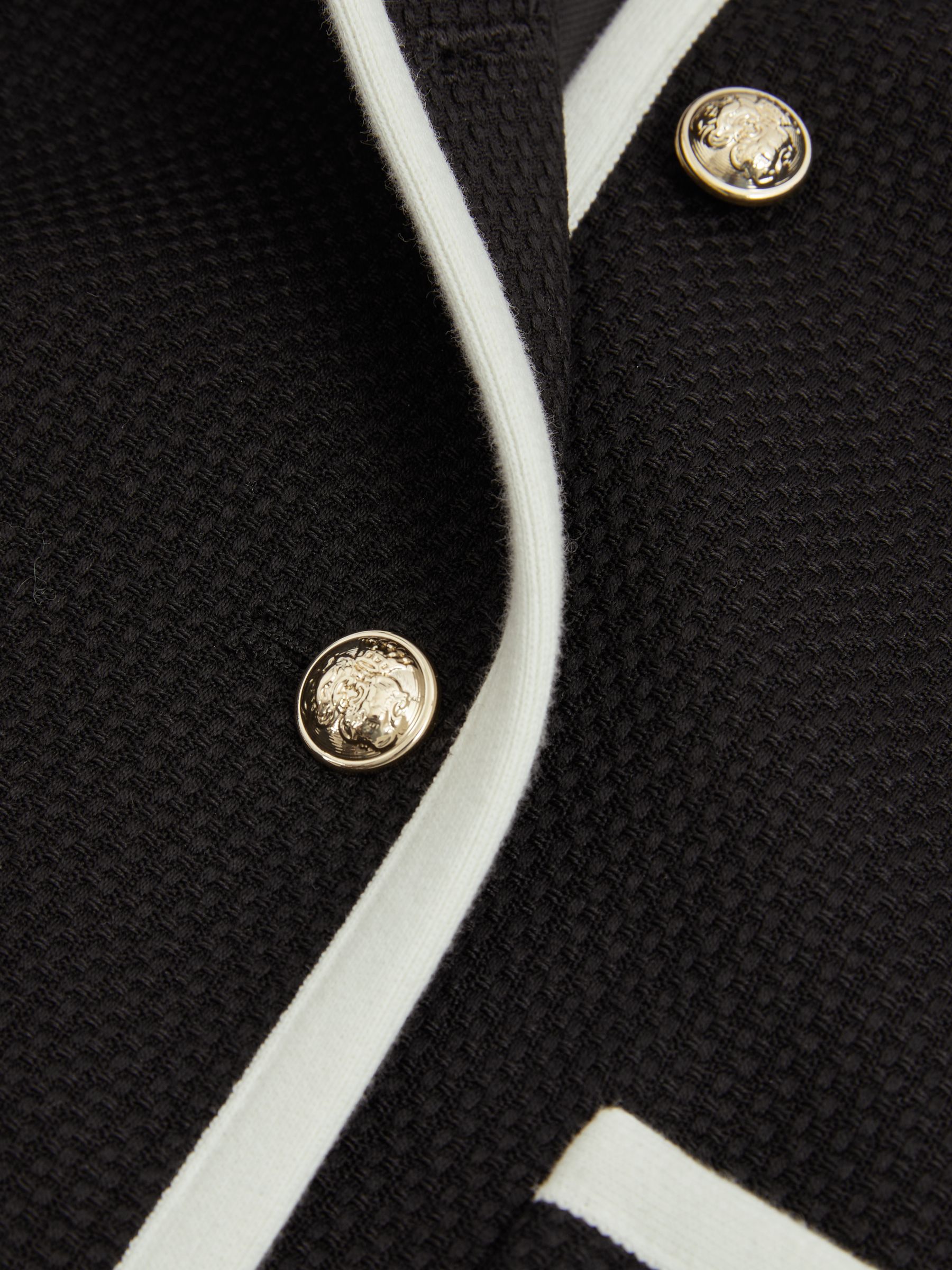 Wool Blend Contrast Trim Jacket in Black - Image 5 of 5