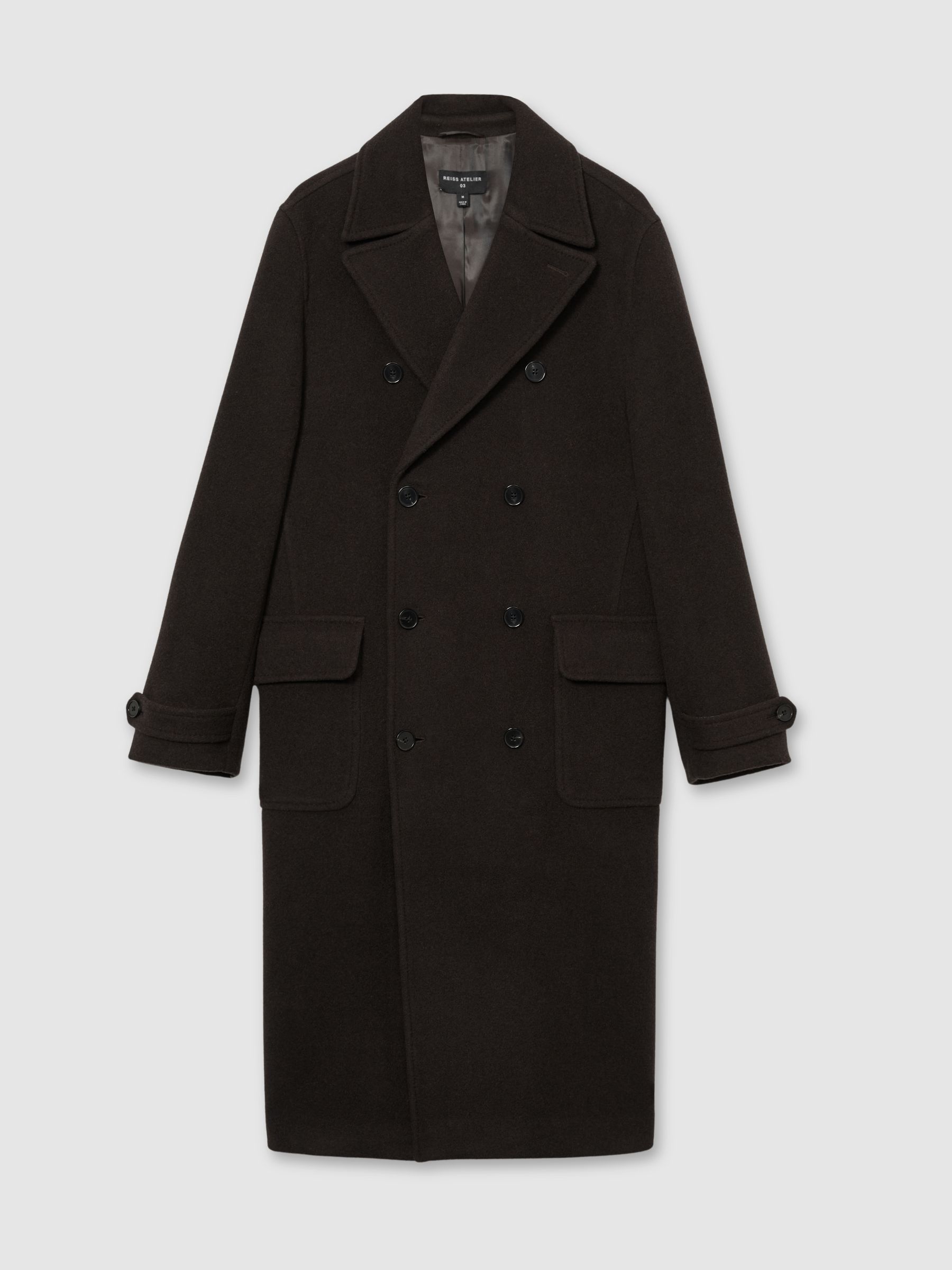 Atelier Wool-Blend Felt Double-Breasted Coat in Brown - Image 2 of 8
