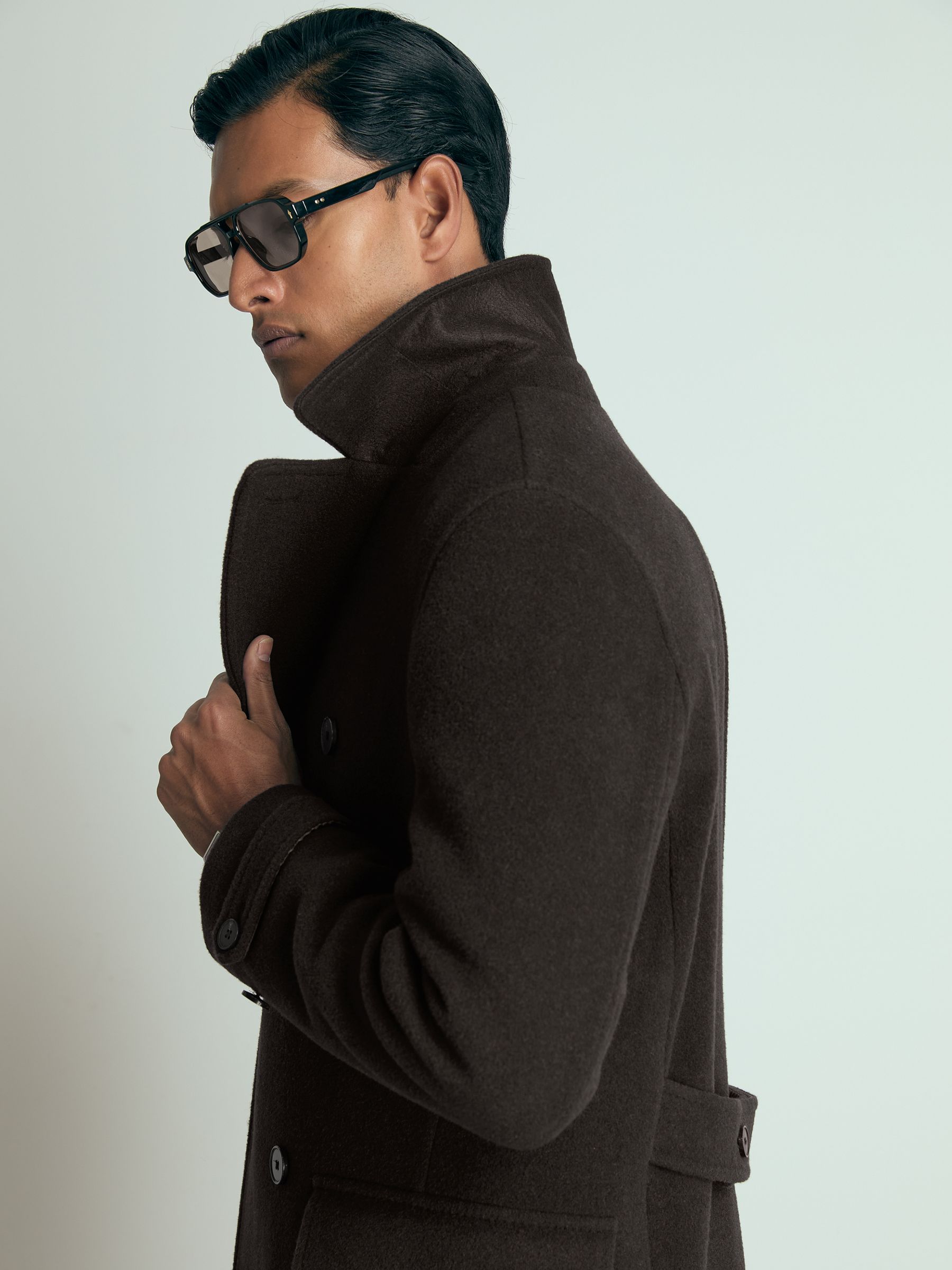 Atelier Wool-Blend Felt Double-Breasted Coat in Brown - Image 5 of 8