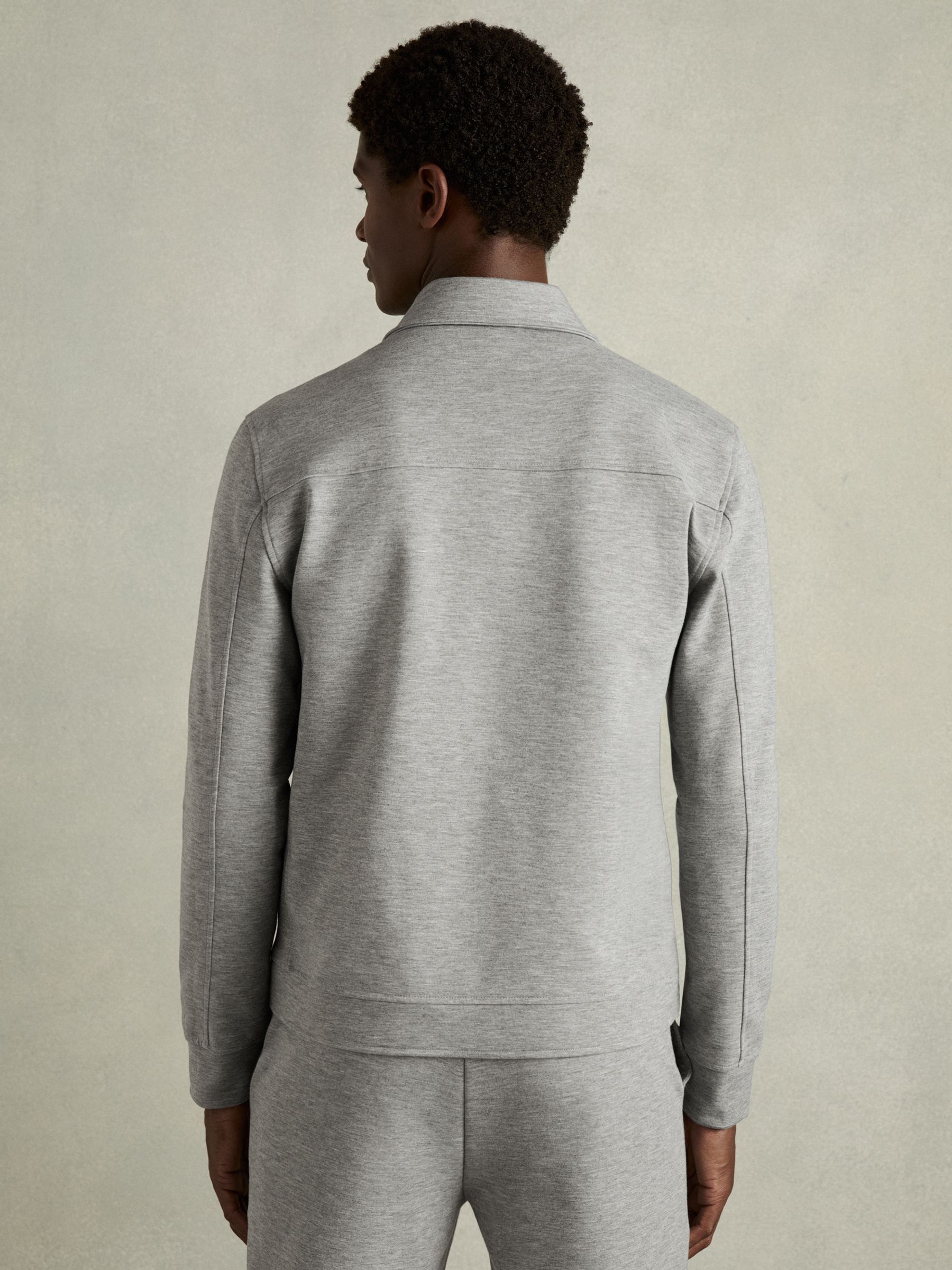 Interlock Jersey Zip-Through Overshirt in Grey Melange - Image 5 of 6