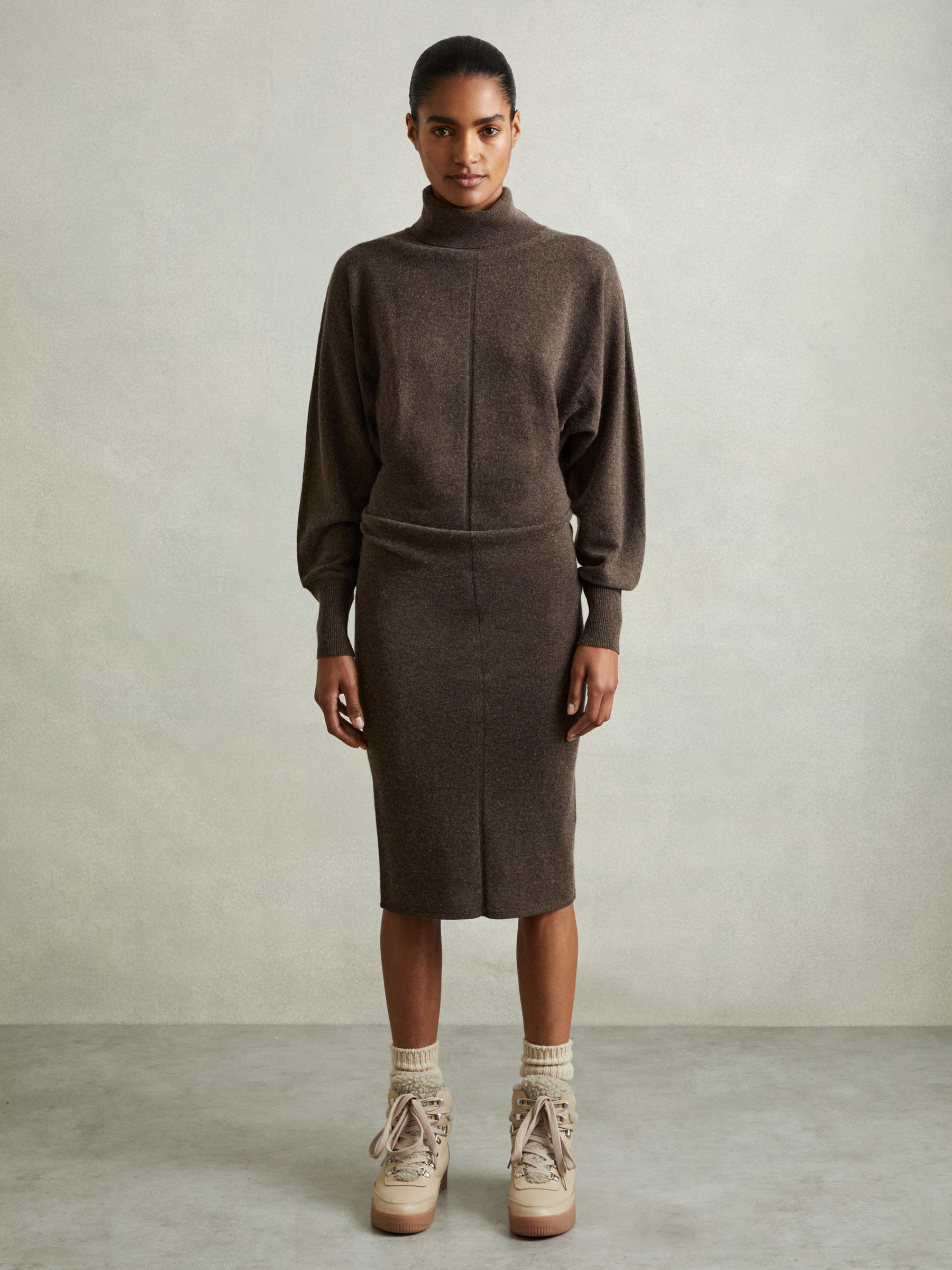 Petite Jumper Dress with Wool and Cashmere in Chocolate - Image 1 of 6