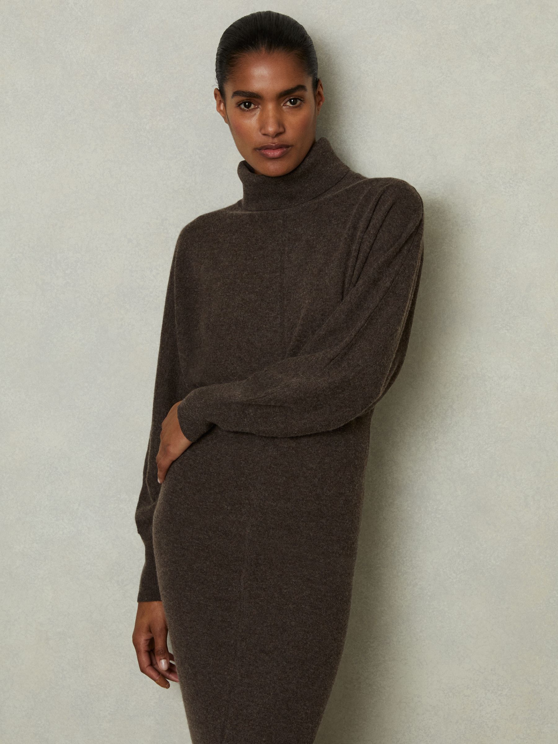 Petite Jumper Dress with Wool and Cashmere in Chocolate - Image 3 of 6