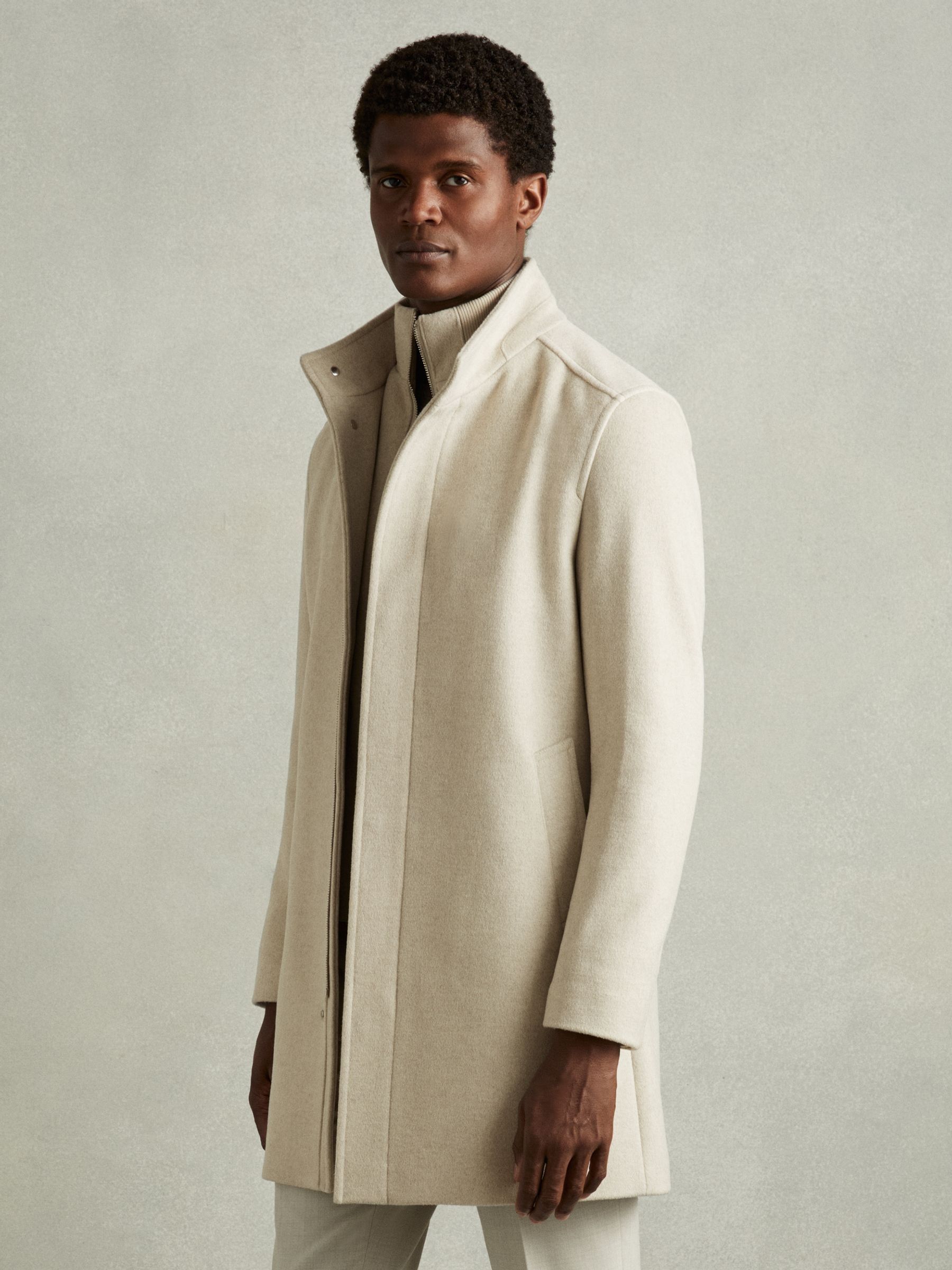Wool-Blend Hybrid Coat in Oatmeal - Image 3 of 6