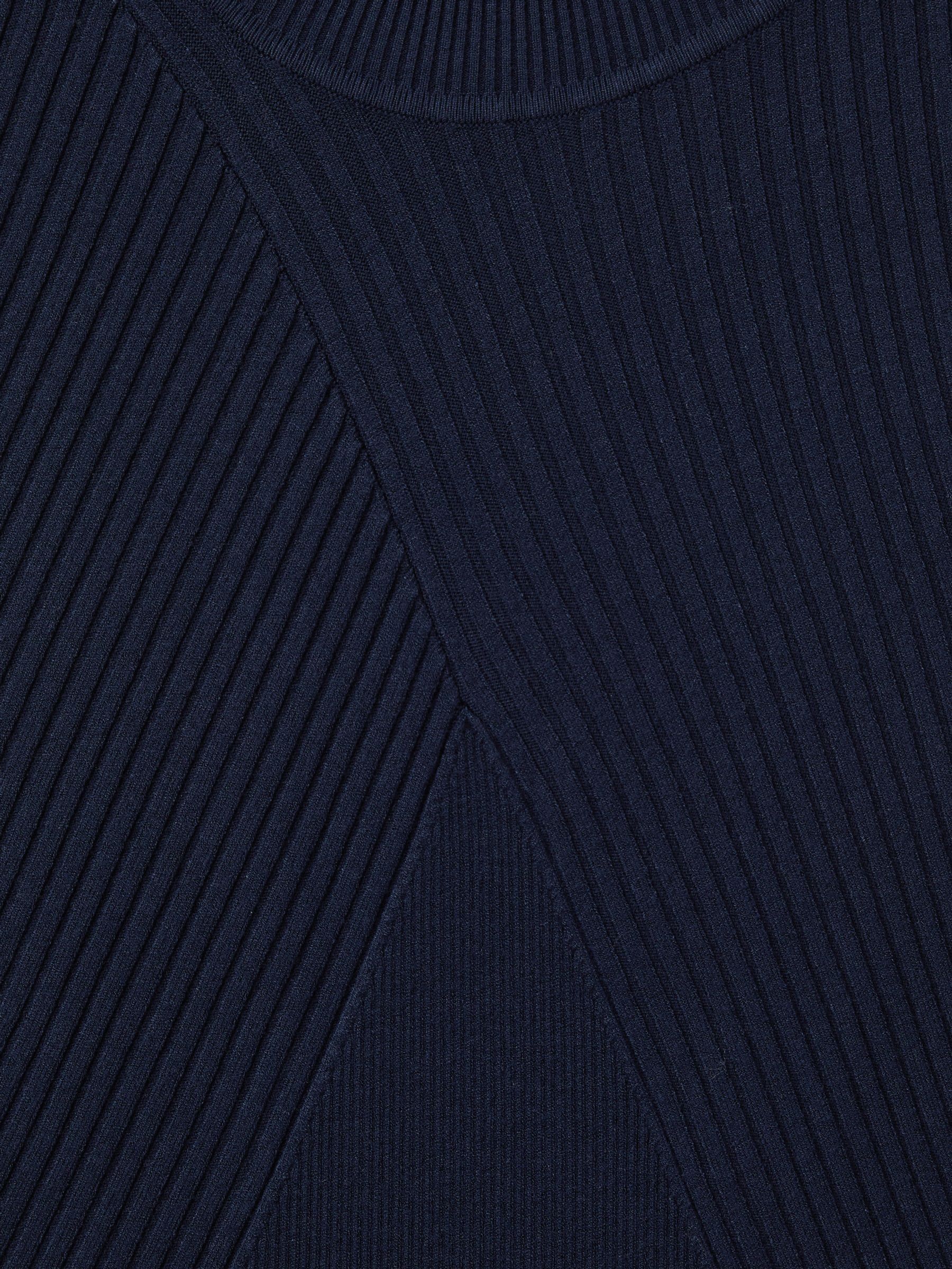 Round Neck Ribbed Midi Dress in Navy - Image 6 of 6