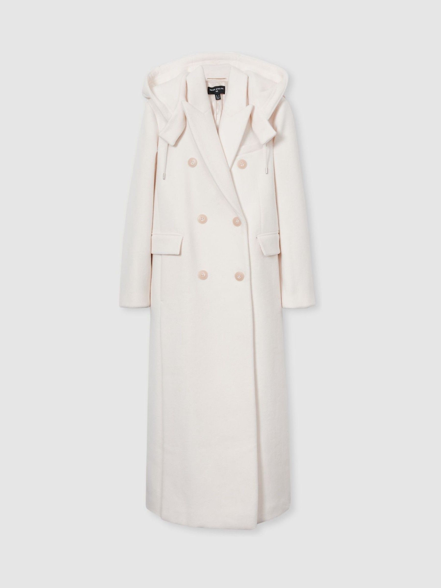 Atelier Wool and Cashmere Longline Coat in Cream - Image 2 of 8