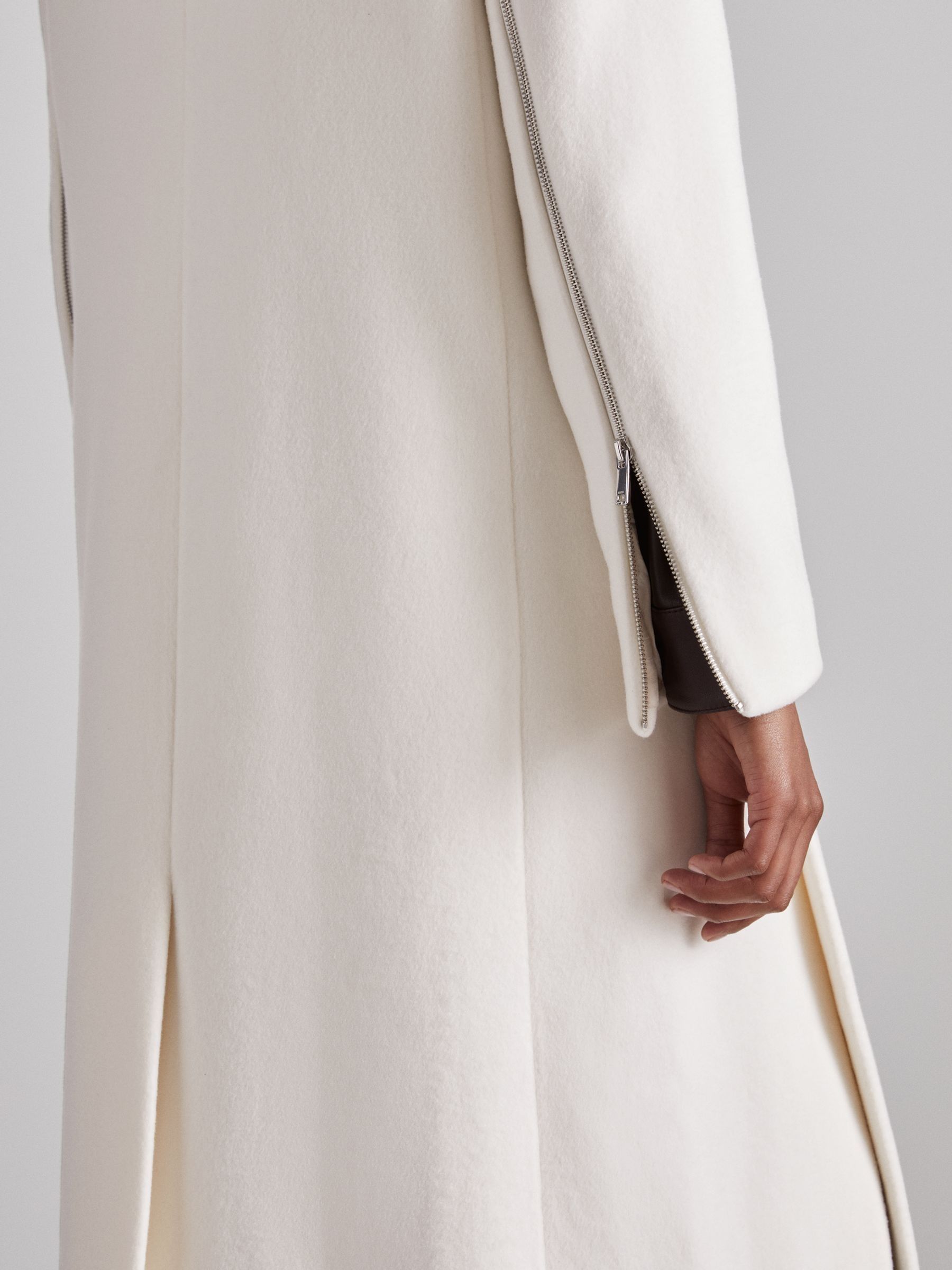 Atelier Wool and Cashmere Longline Coat in Cream - Image 6 of 8