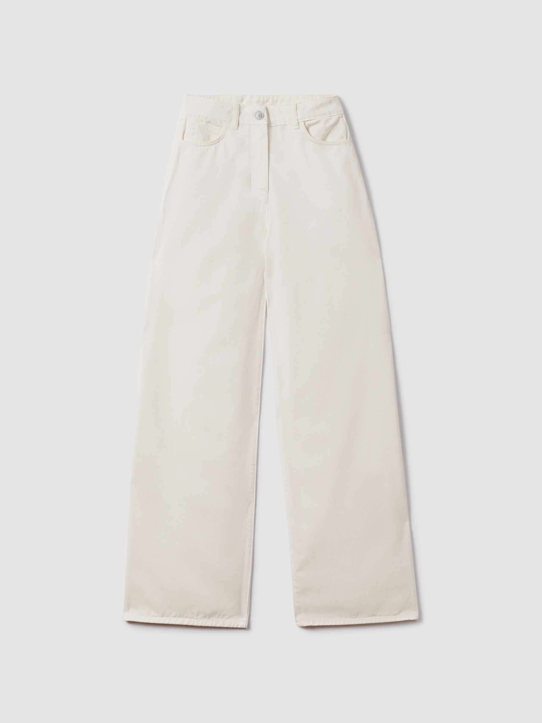 Petite Garment Dyed Wide Leg Trousers in Cream - Image 2 of 7
