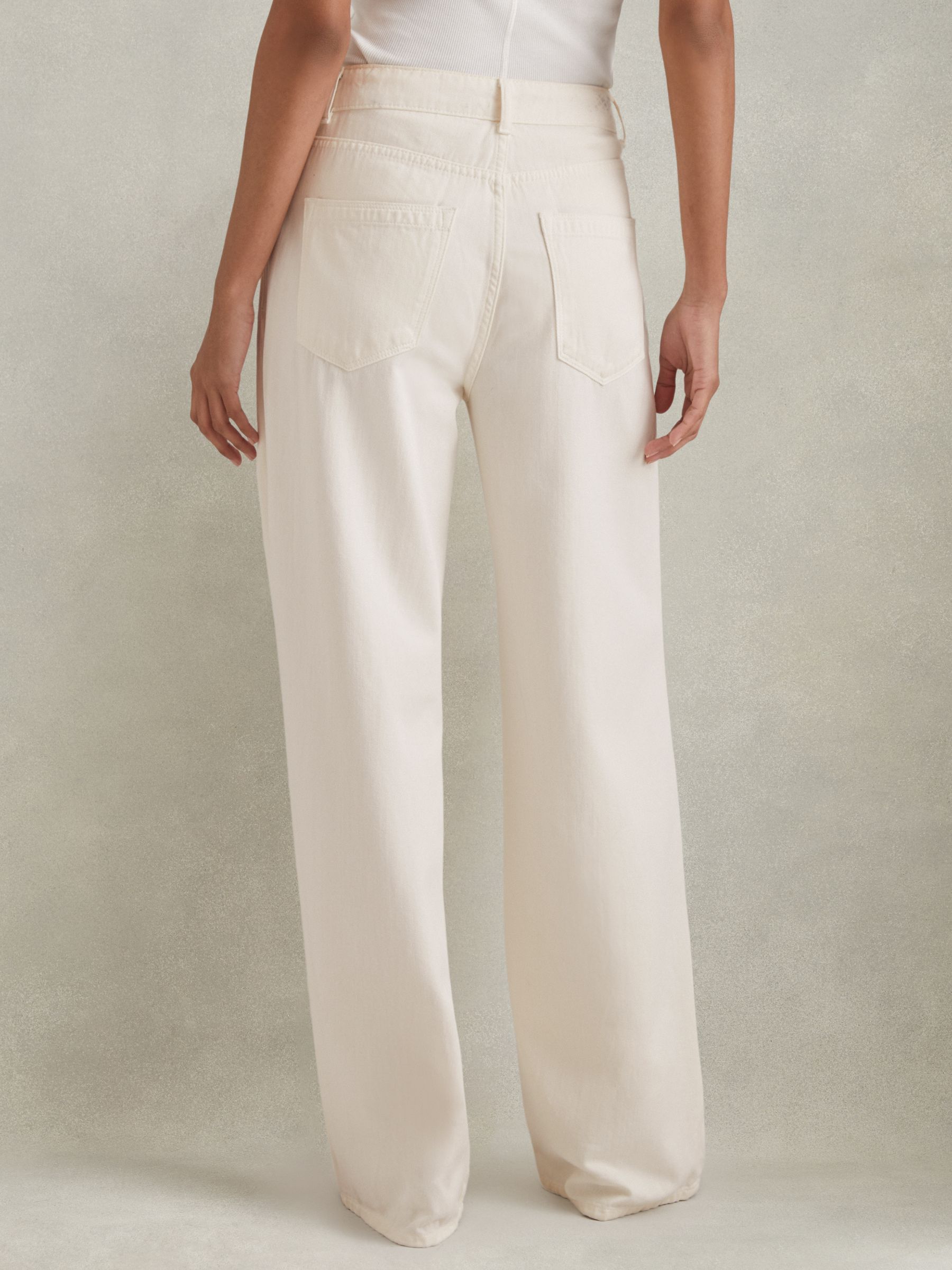 Petite Garment Dyed Wide Leg Trousers in Cream - Image 5 of 7