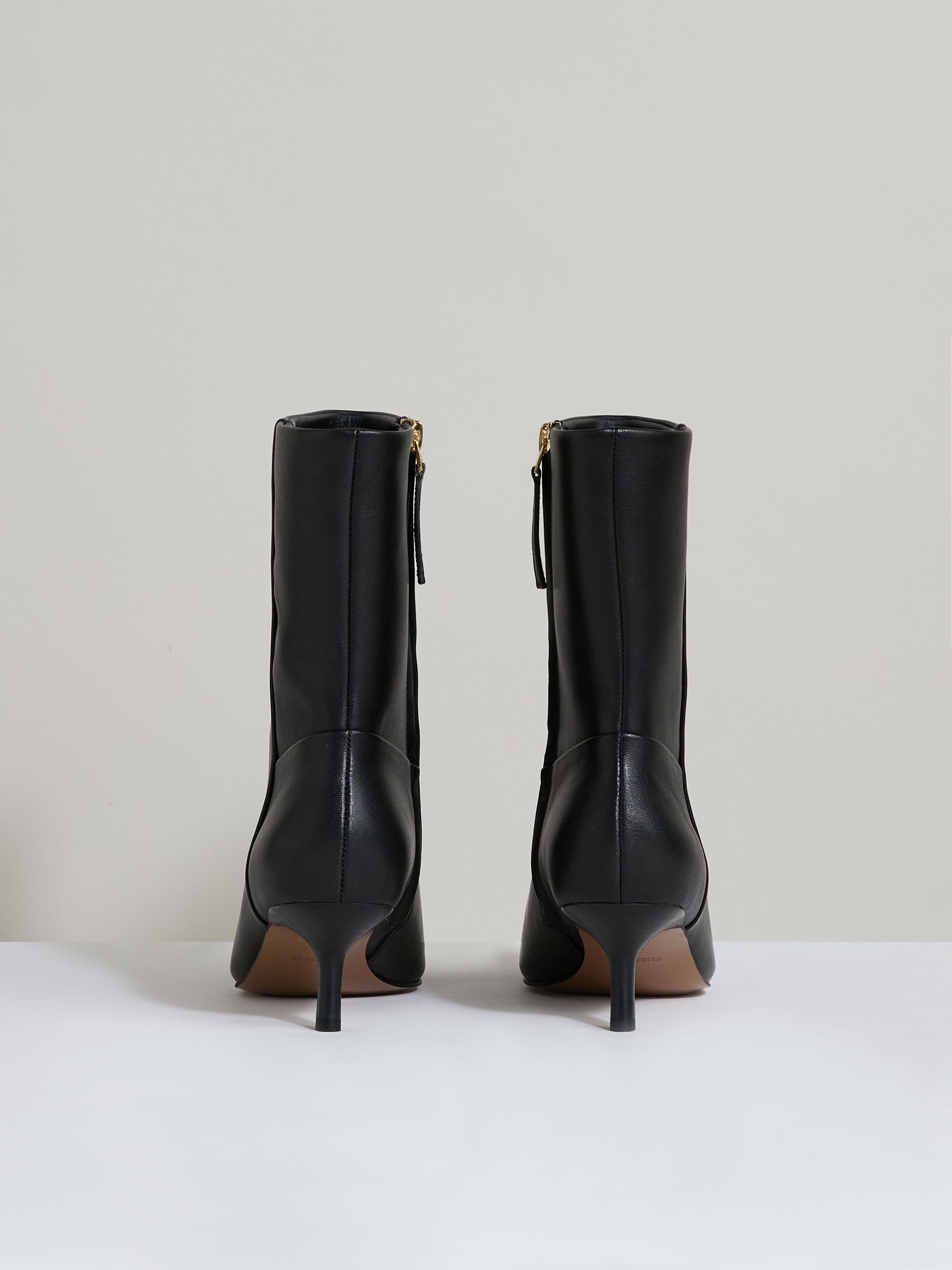 Leather Kitten-Heel Ankle Boots in Black - Image 5 of 5