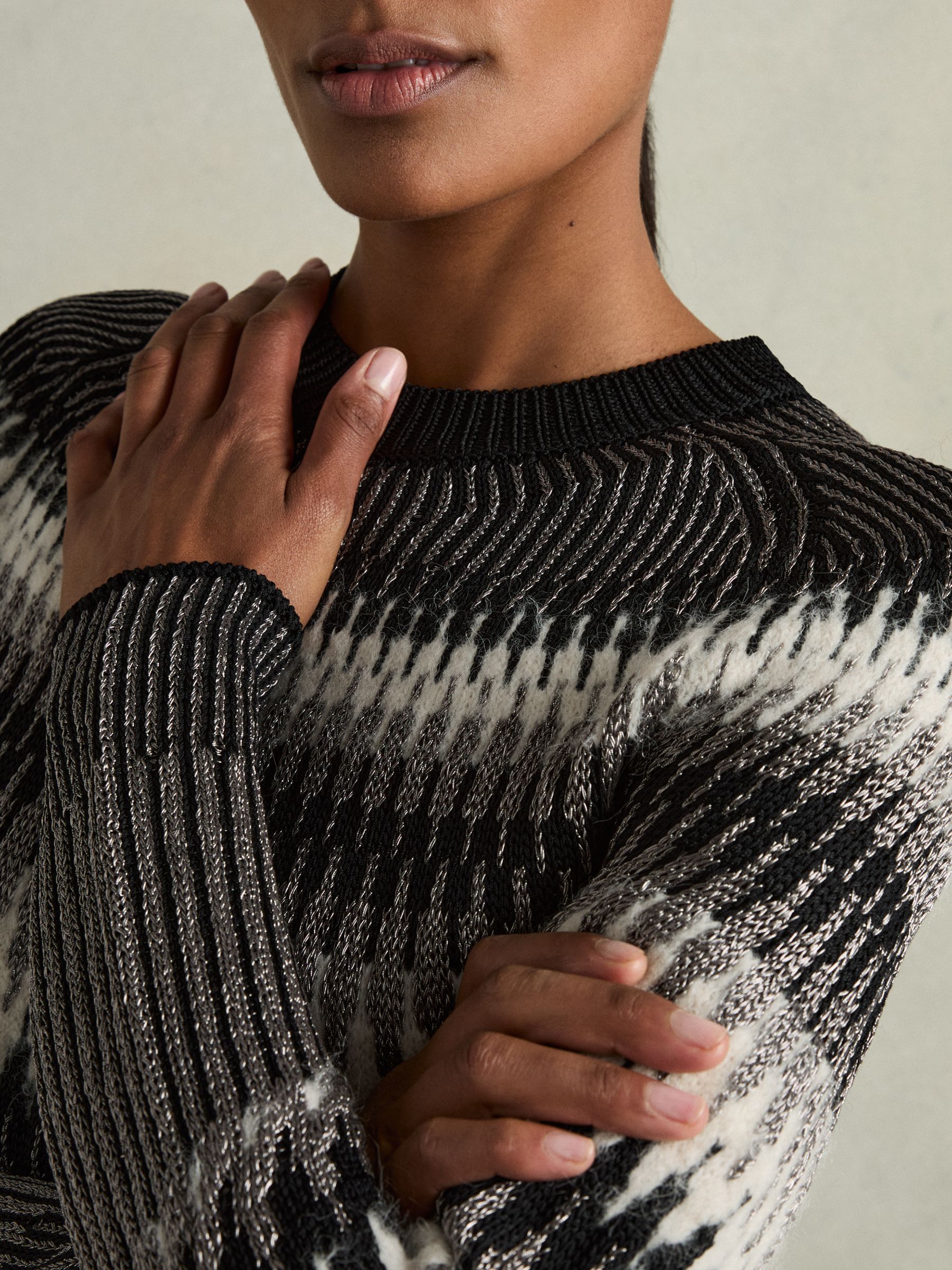 Glitter Fairisle Jumper in Black/White - image 3