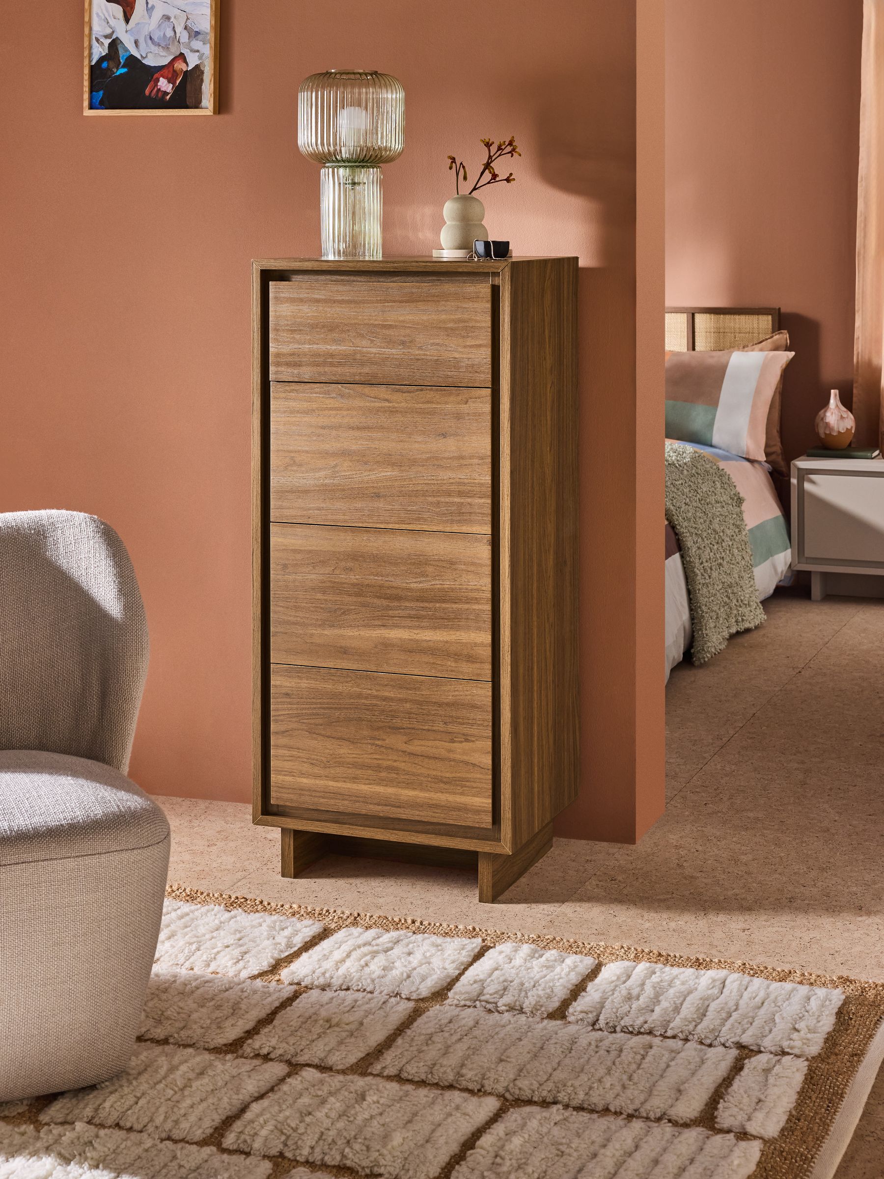 Kaci Tall Chest of Drawers in Dark Walnut Effect - Image 1 of 5