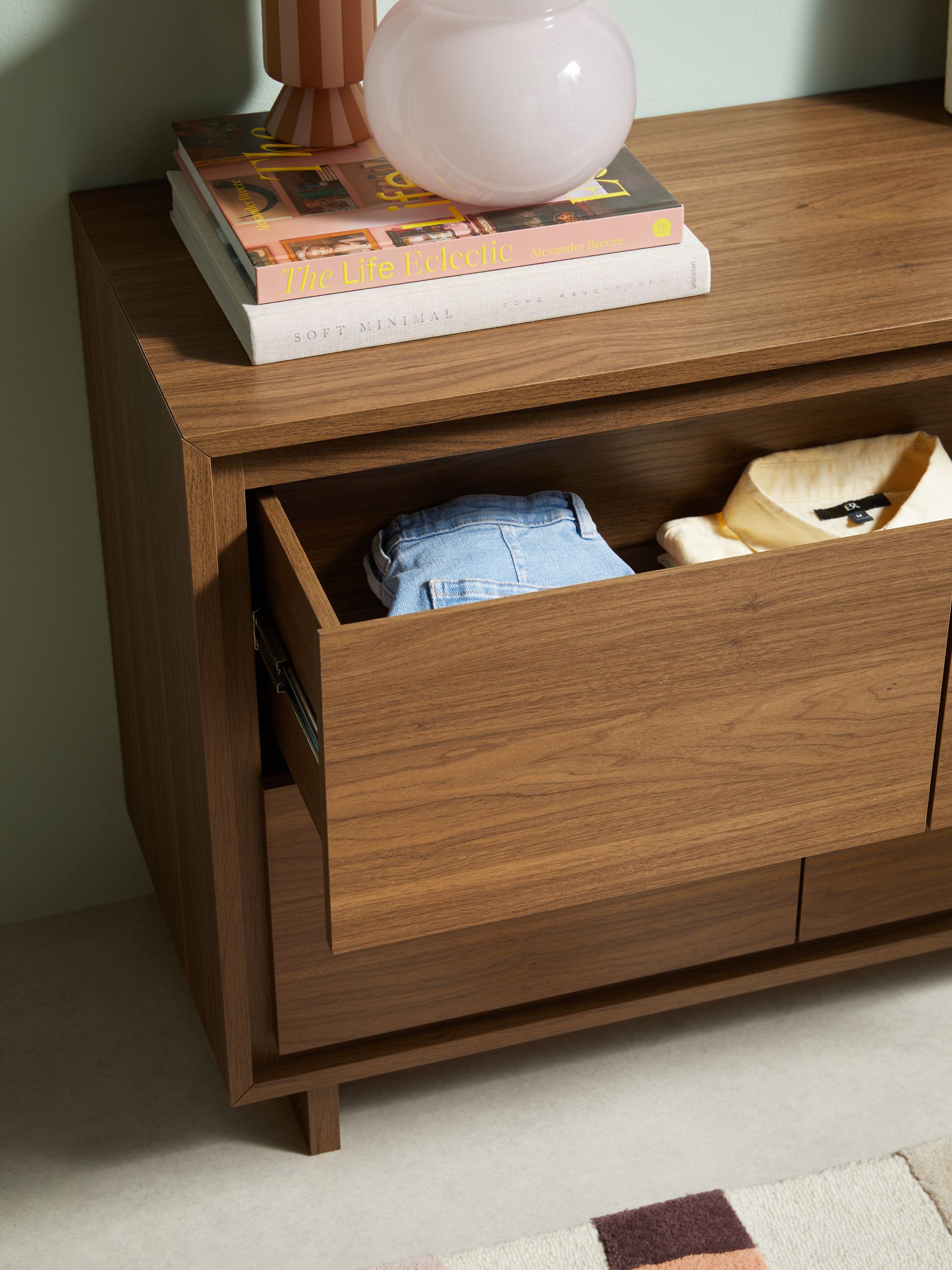 Kaci Wide Chest of Drawers in Dark Walnut Effect - Image 2 of 5
