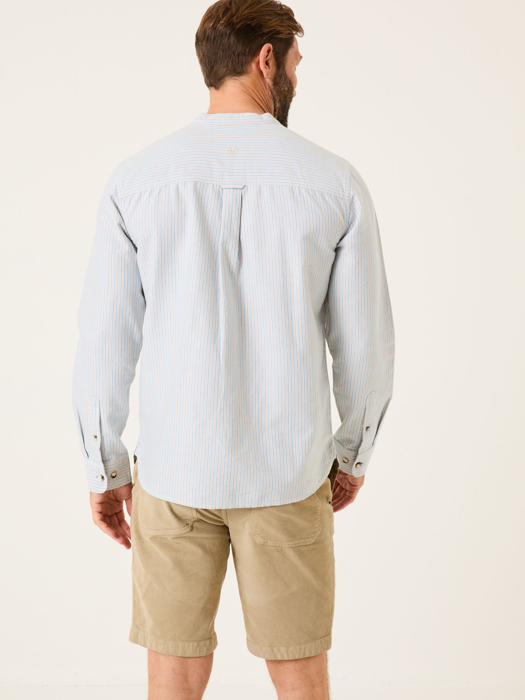 Light Natural Long Sleeve Stripe Grandad Shirt - Image 2 of 5