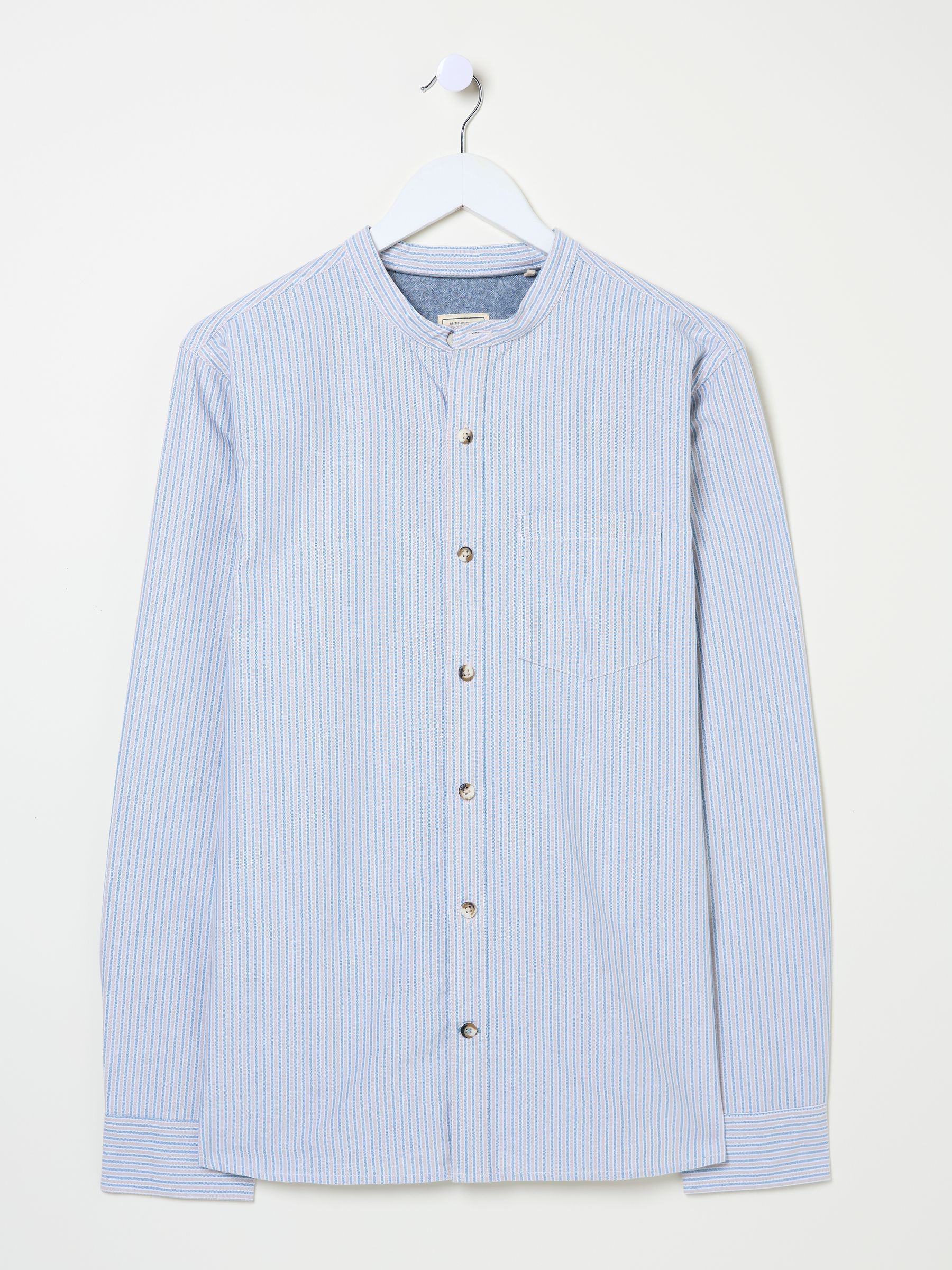 Light Natural Long Sleeve Stripe Grandad Shirt - Image 5 of 5