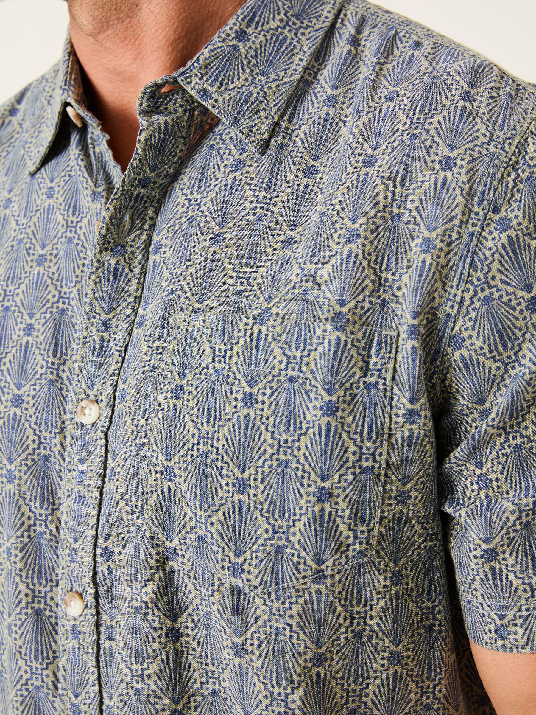 Blue Short Sleeve Deco Print Shirt - Image 4 of 6