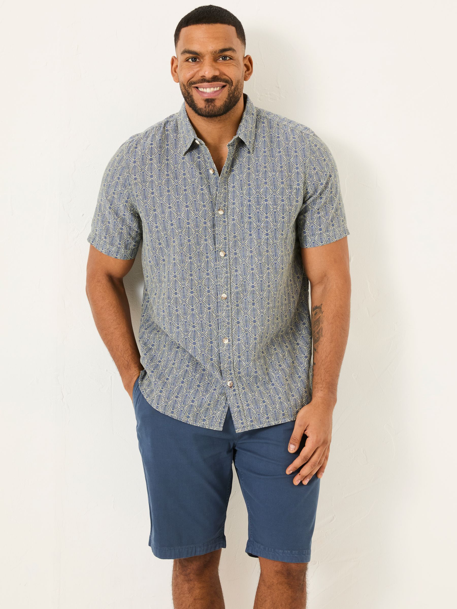 Blue Short Sleeve Deco Print Shirt - Image 6 of 6
