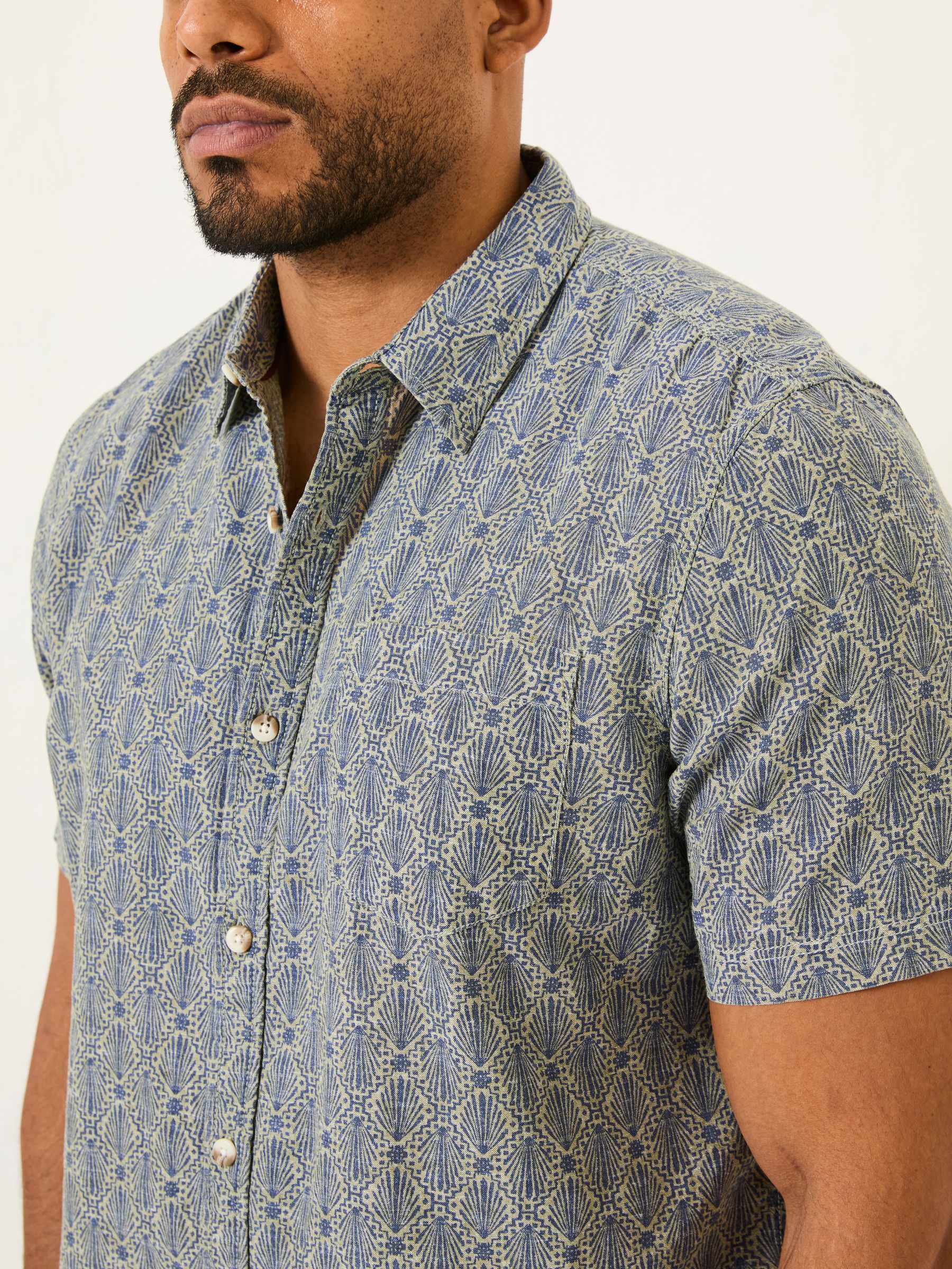 Blue Short Sleeve Deco Print Shirt - Image 7 of 9