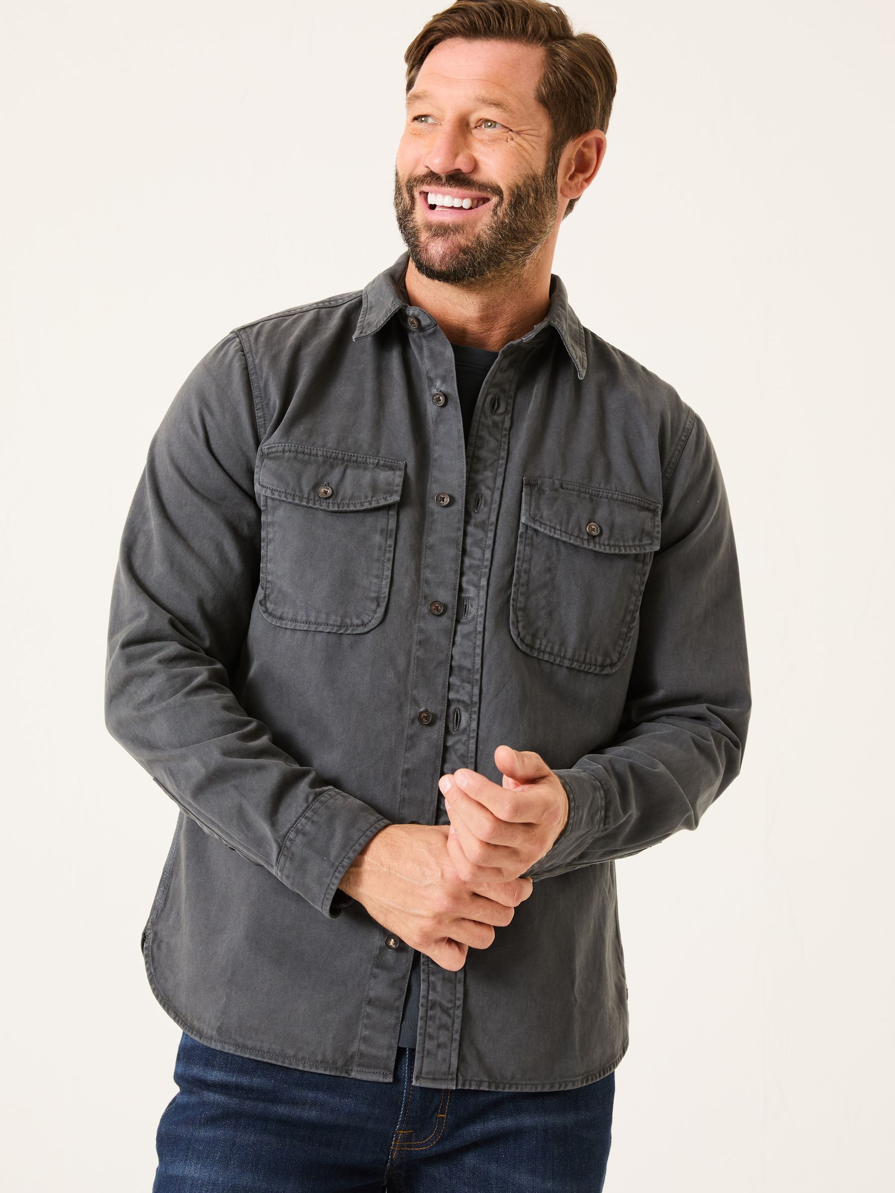 Filey Washed Black Long Sleeve Plain Shirt - Image 1 of 9