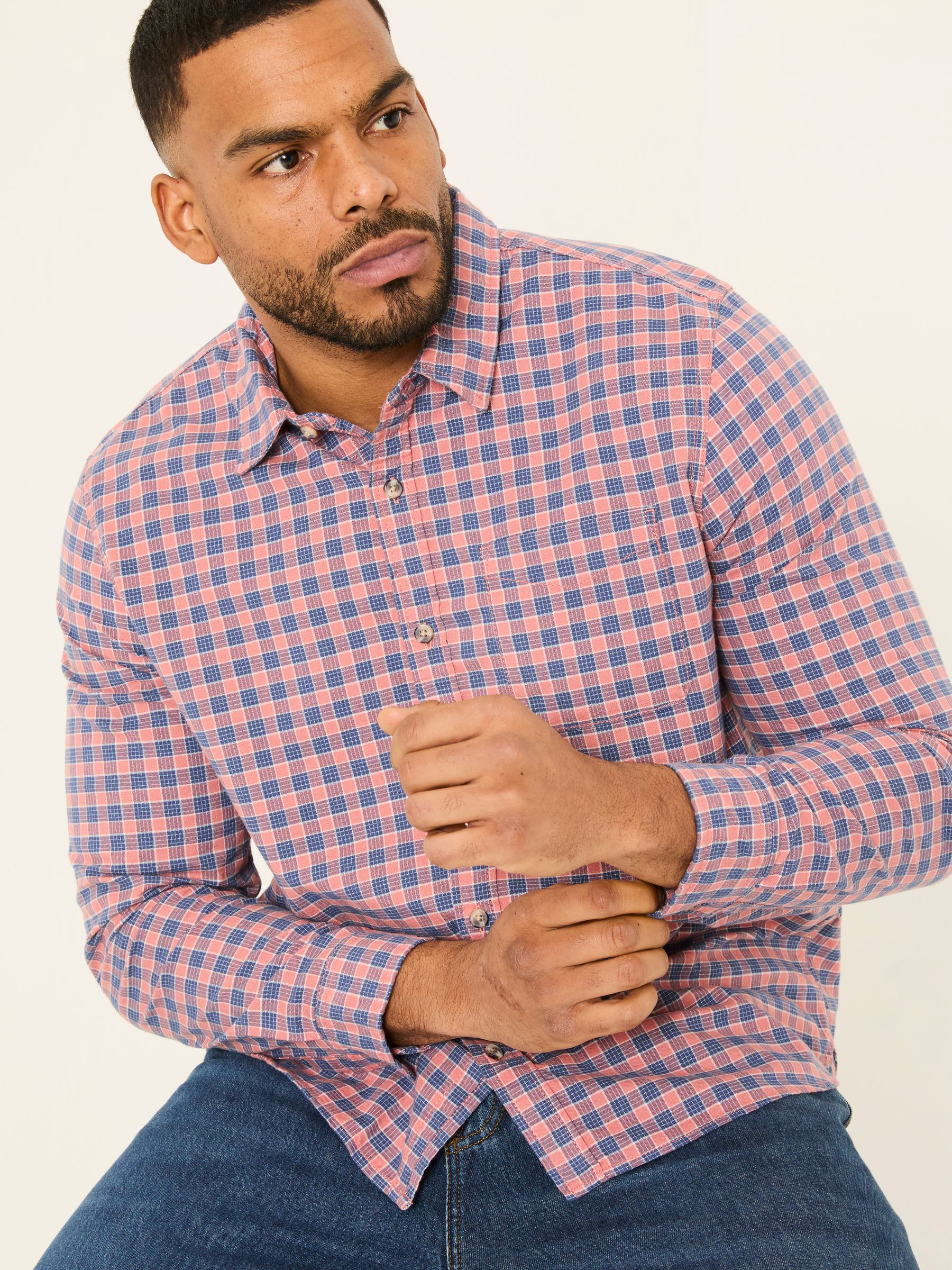 Sandy Dusky Pink Long Sleeve Check Shirt - Image 8 of 9