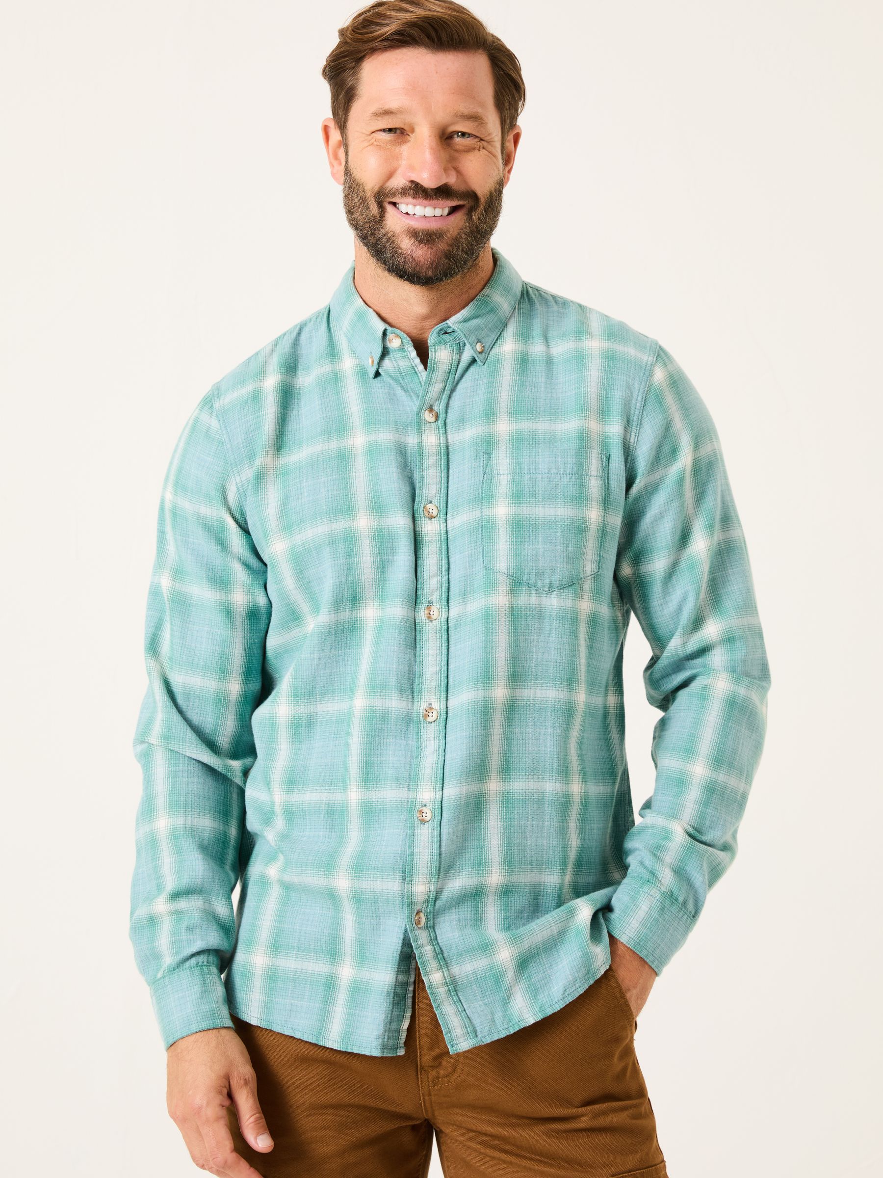 Light Teal Long Sleeve Earl Check Shirt - Image 1 of 5