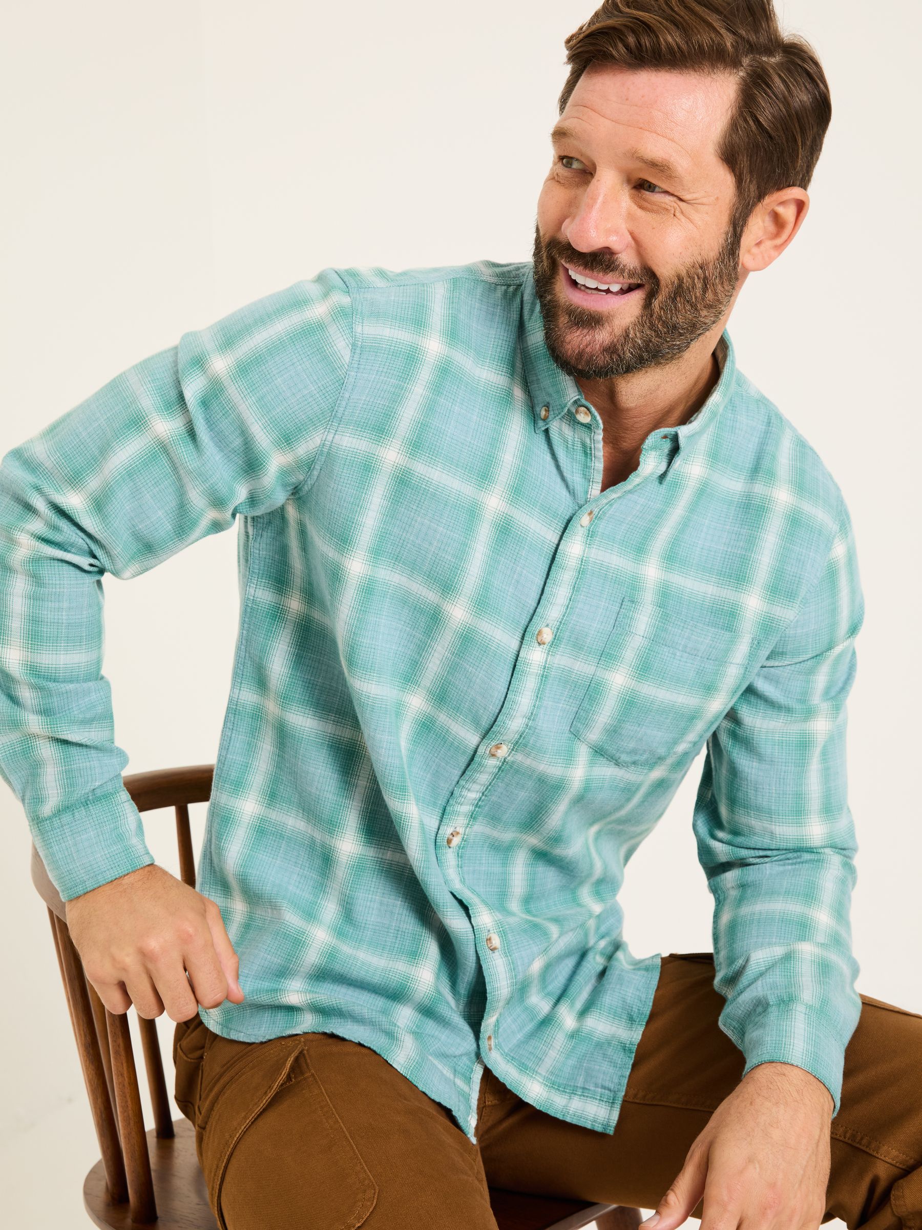 Light Teal Long Sleeve Earl Check Shirt - Image 3 of 5