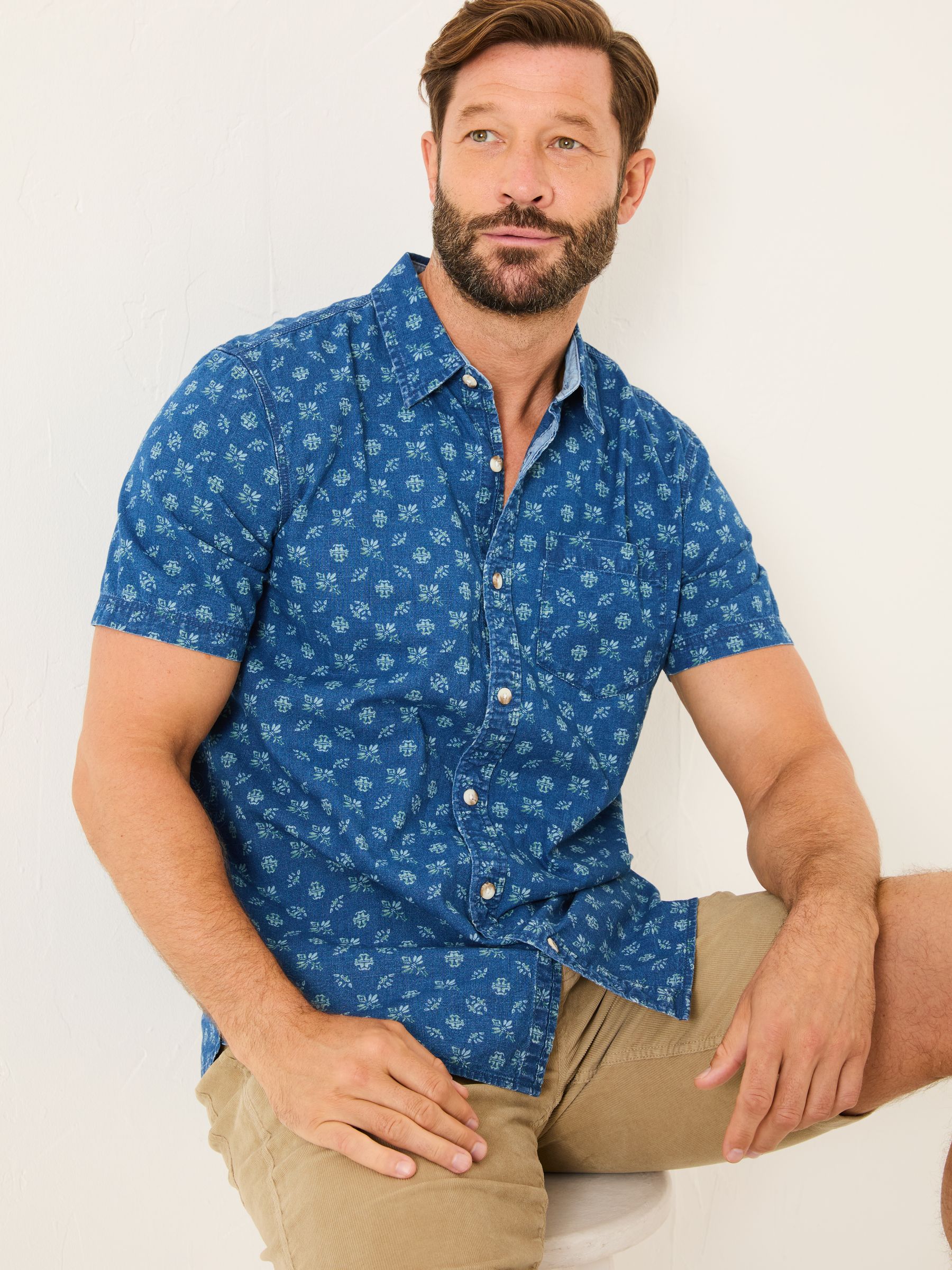 Blue Short Sleeve Geometric Print Shirt - Image 3 of 5