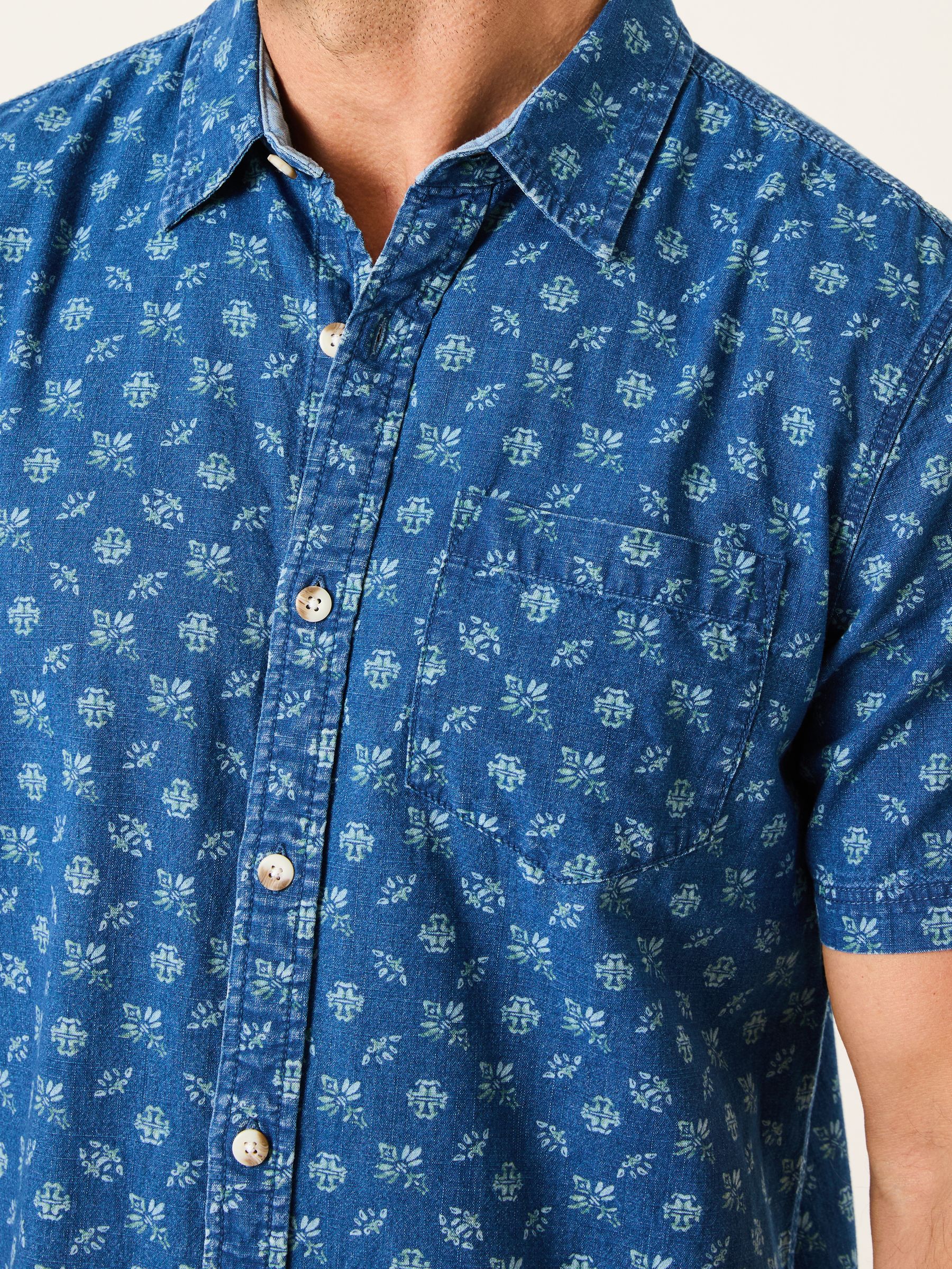 Blue Short Sleeve Geometric Print Shirt - Image 4 of 8