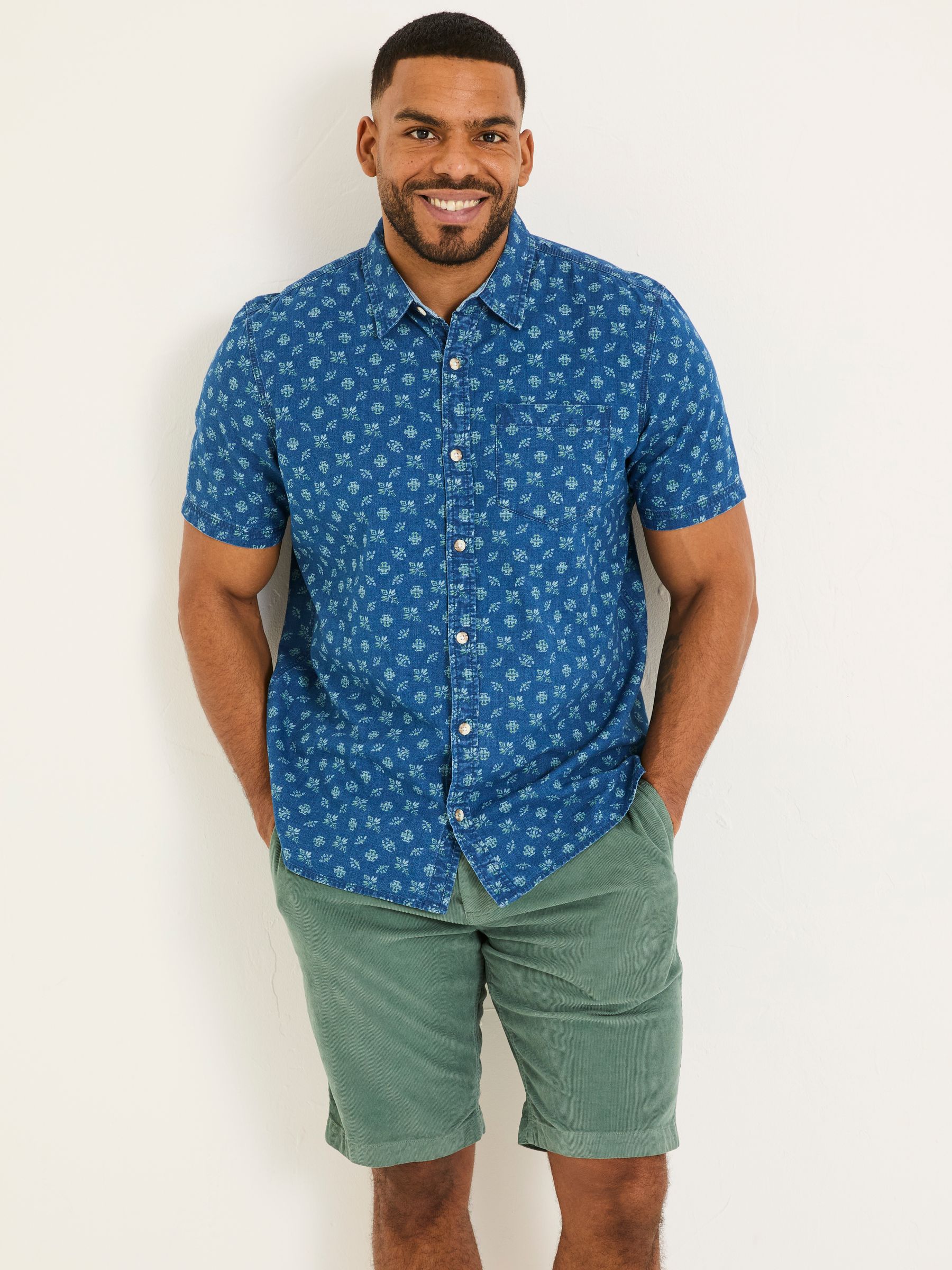 Blue Short Sleeve Geometric Print Shirt - Image 5 of 5