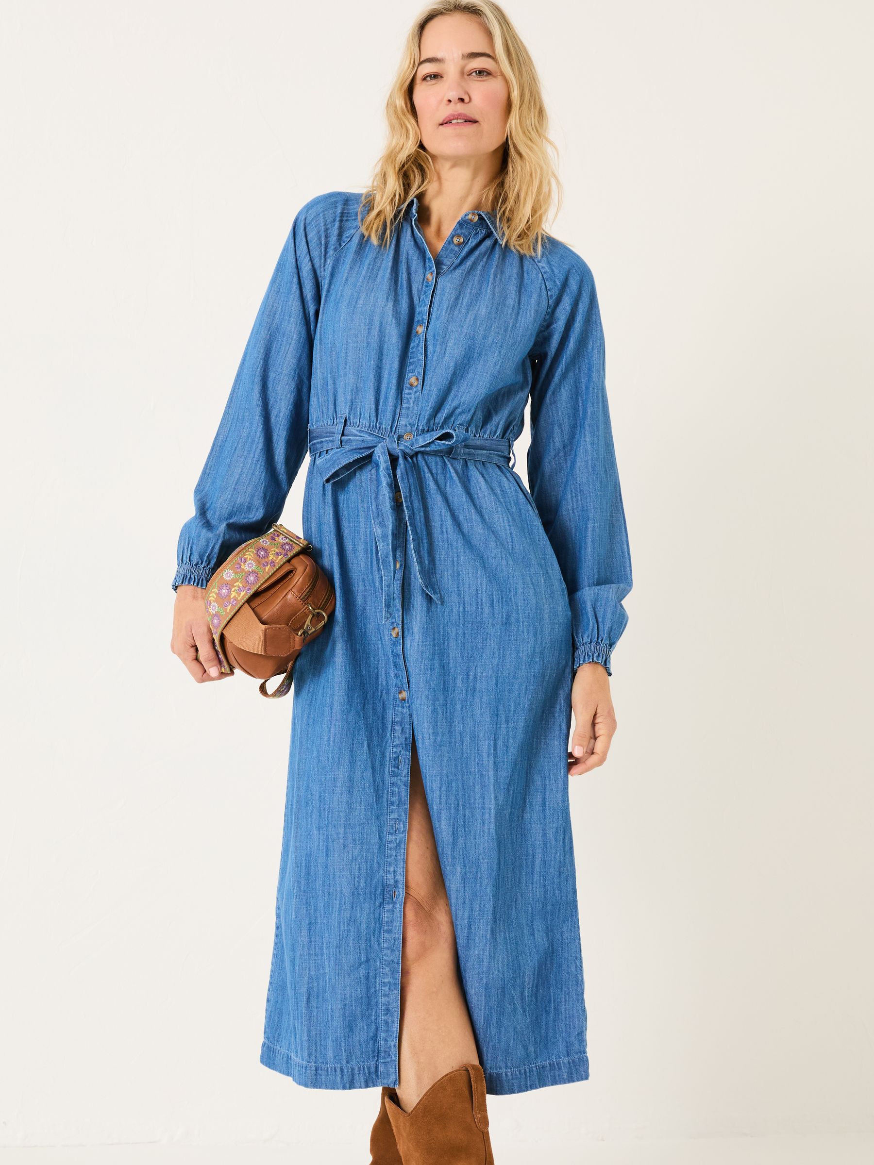 Blue Denim Abi Denim 100% Cotton Midi Dress - Image 1 of 9