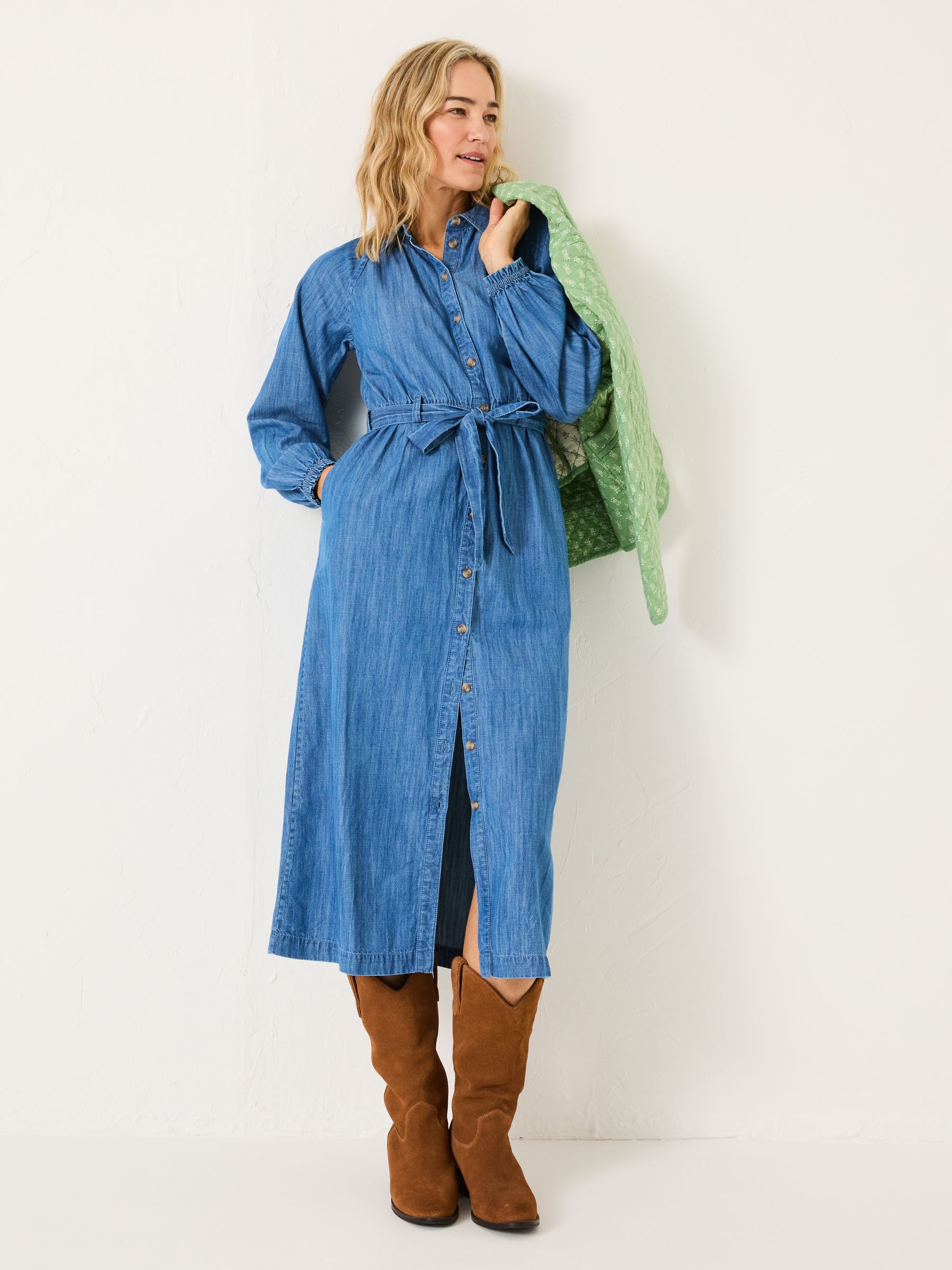 Blue Denim Abi Denim 100% Cotton Midi Dress - Image 3 of 9