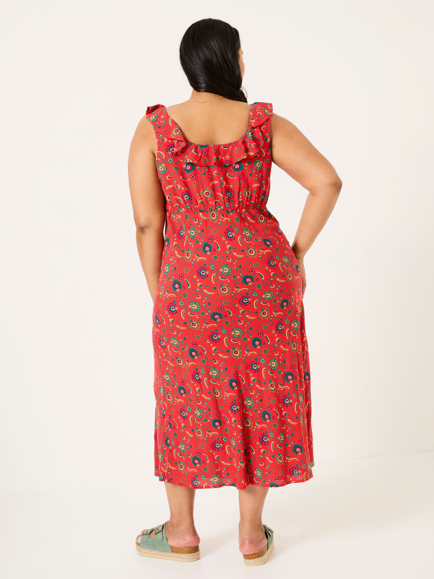 fatface orange dress Danielle Burnt Orange Painted Bloom Midi Dress