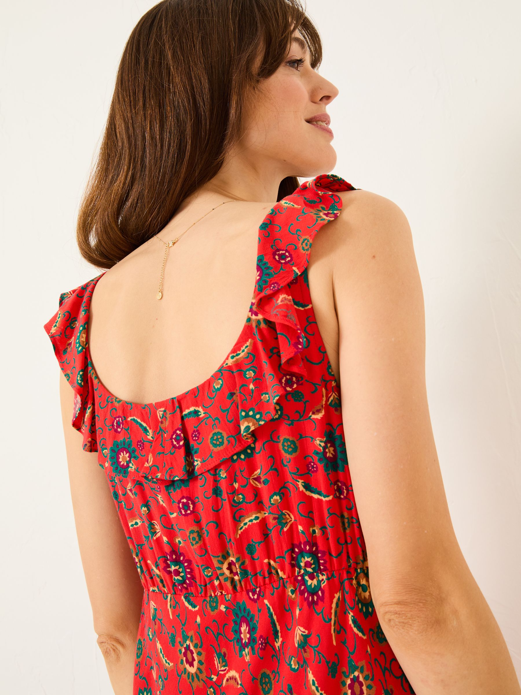 Ali Burnt Orange Utopia Paisley Frill Midi Dress - Image 8 of 10