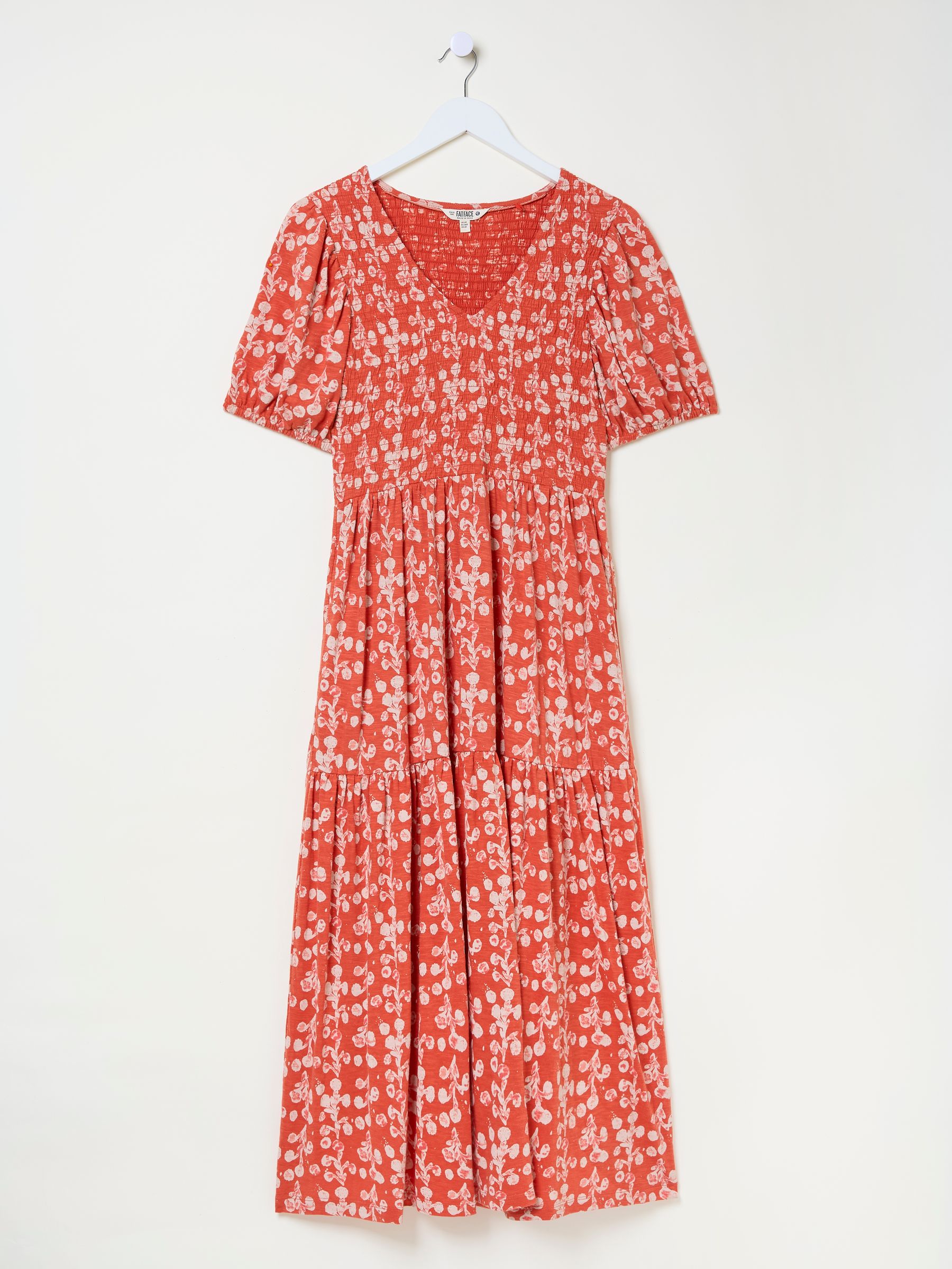 Danielle Burnt Orange Painted Bloom Midi Dress - Image 10 of 10