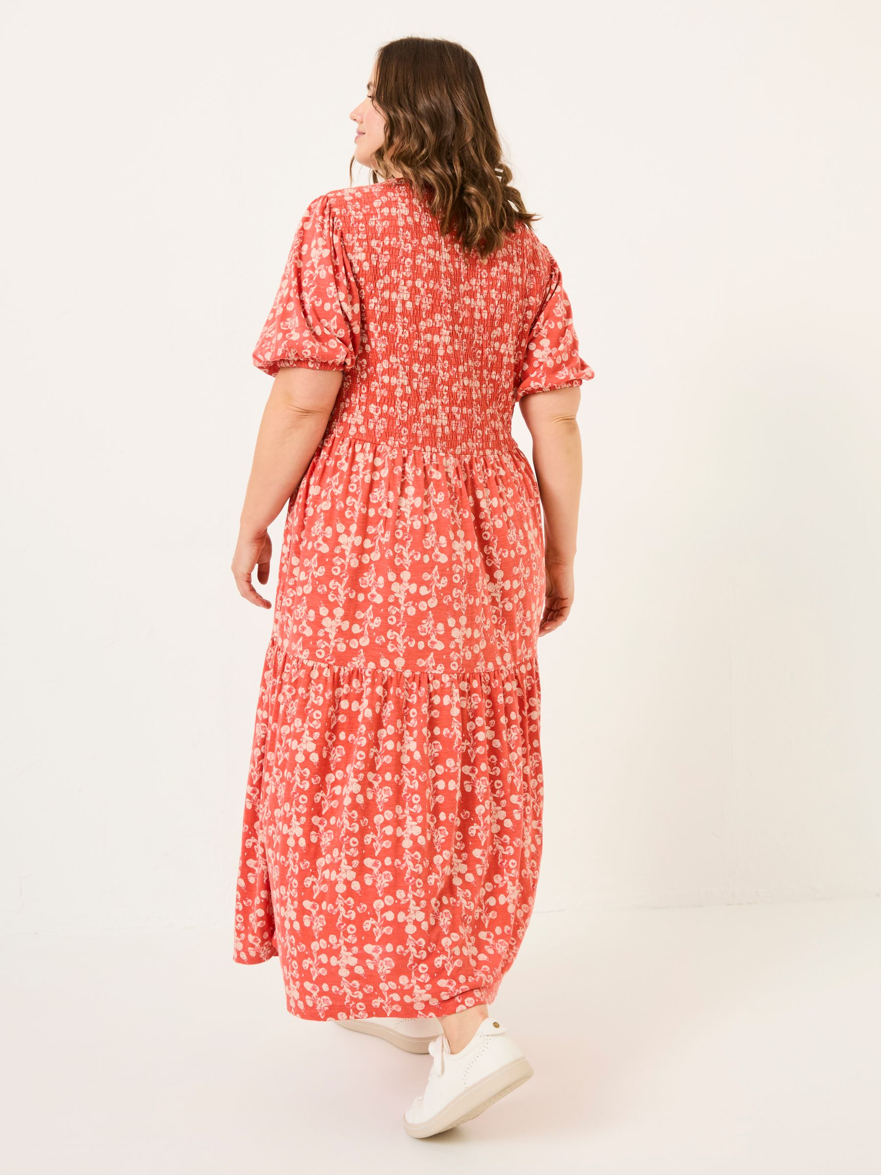 Danielle Burnt Orange Painted Bloom Midi Dress - Image 8 of 10