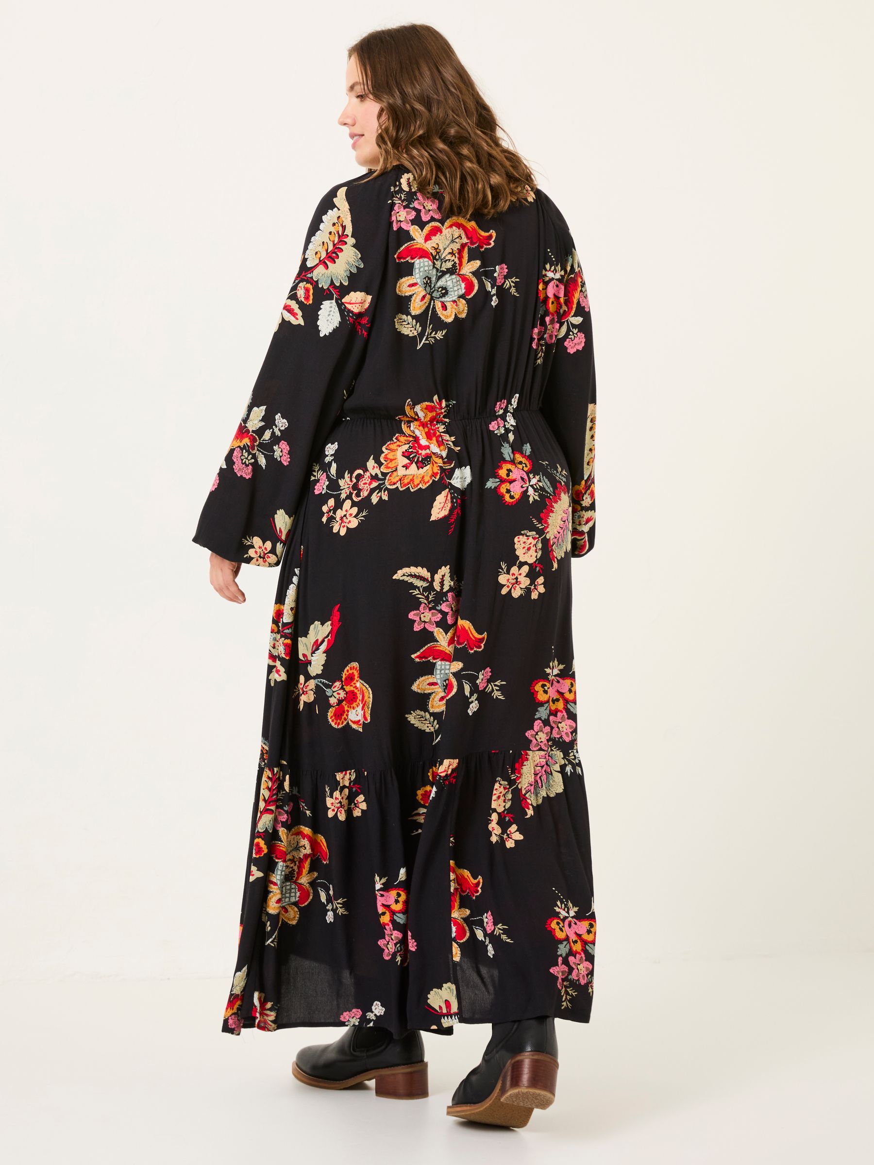 fat face midi dress Adele Black Midi Dress With Linen