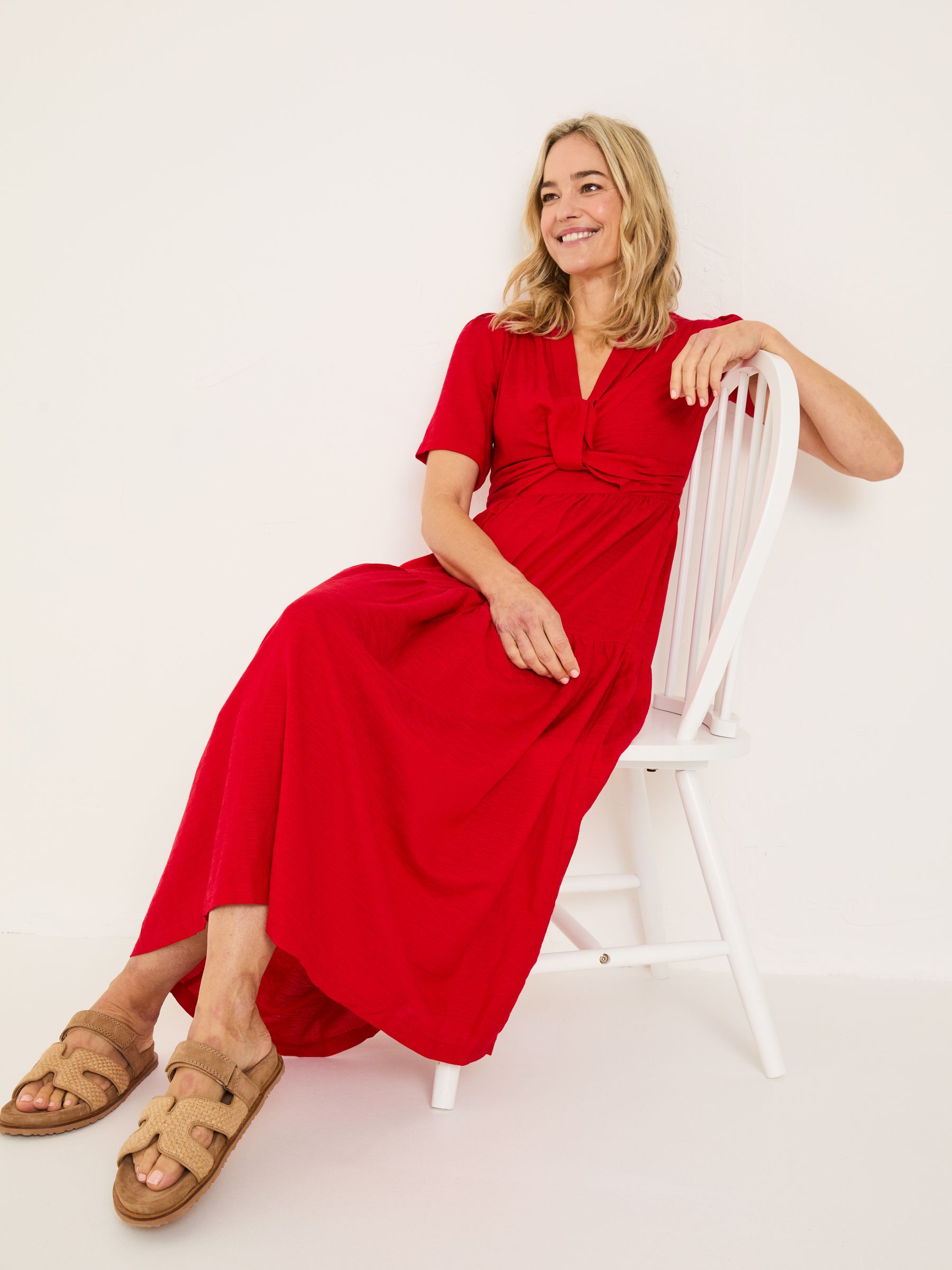 Bright Red Gigi Midi Dress - Image 1 of 9