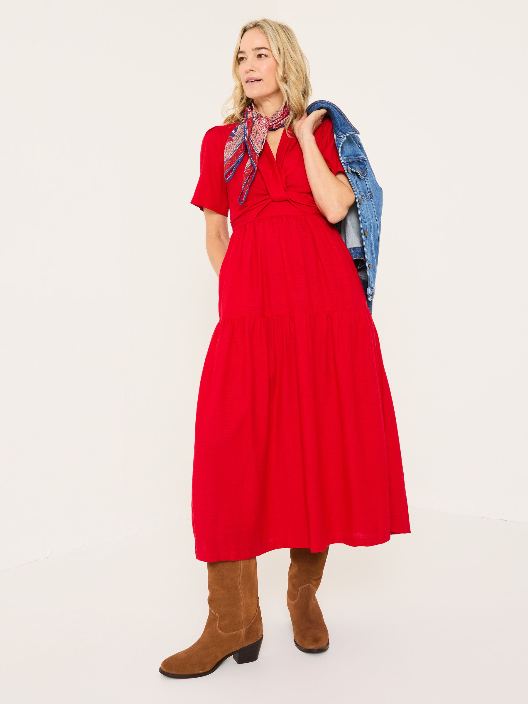 Bright Red Gigi Midi Dress - Image 3 of 9