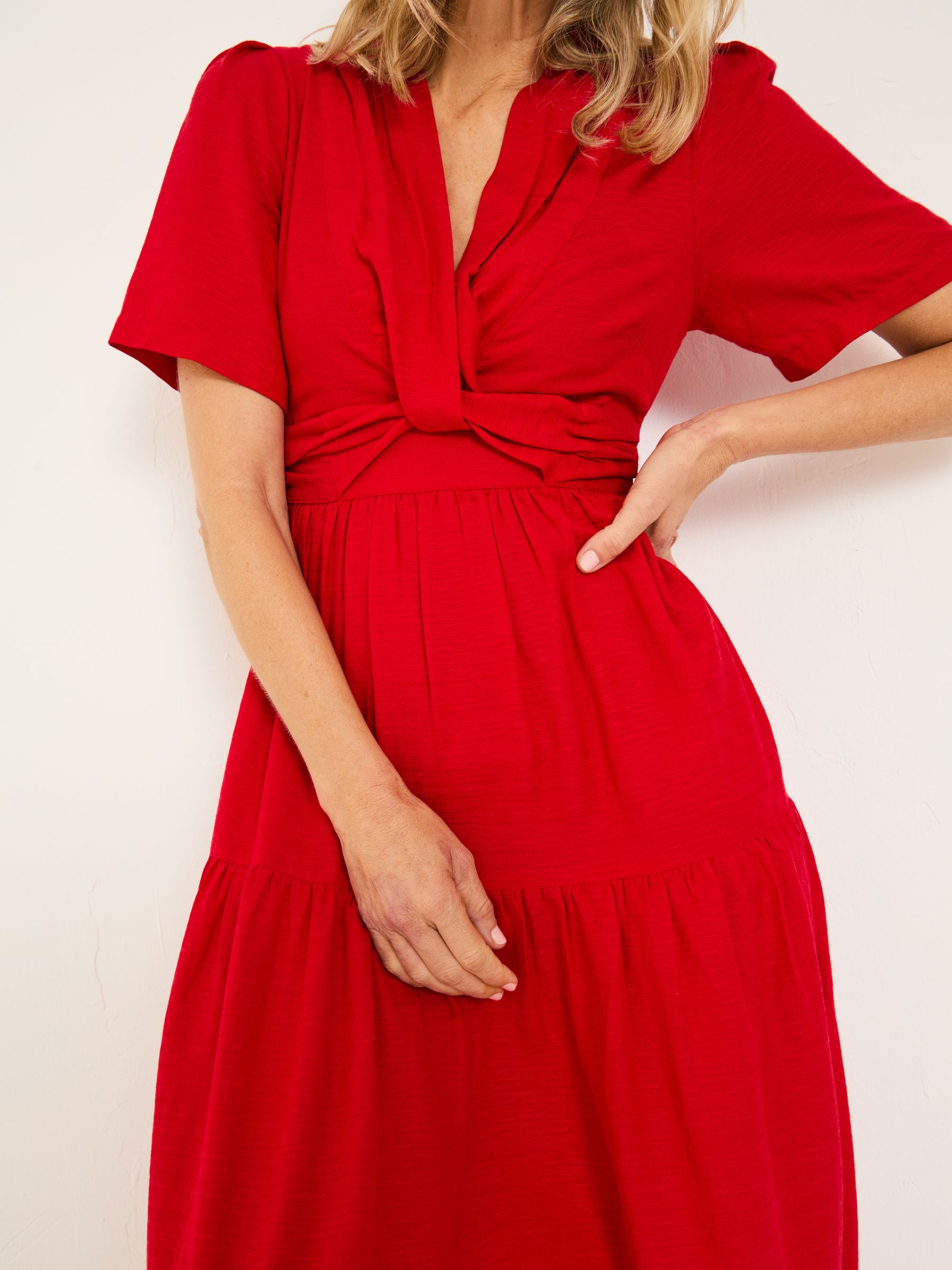 Bright Red Gigi Midi Dress - Image 4 of 9